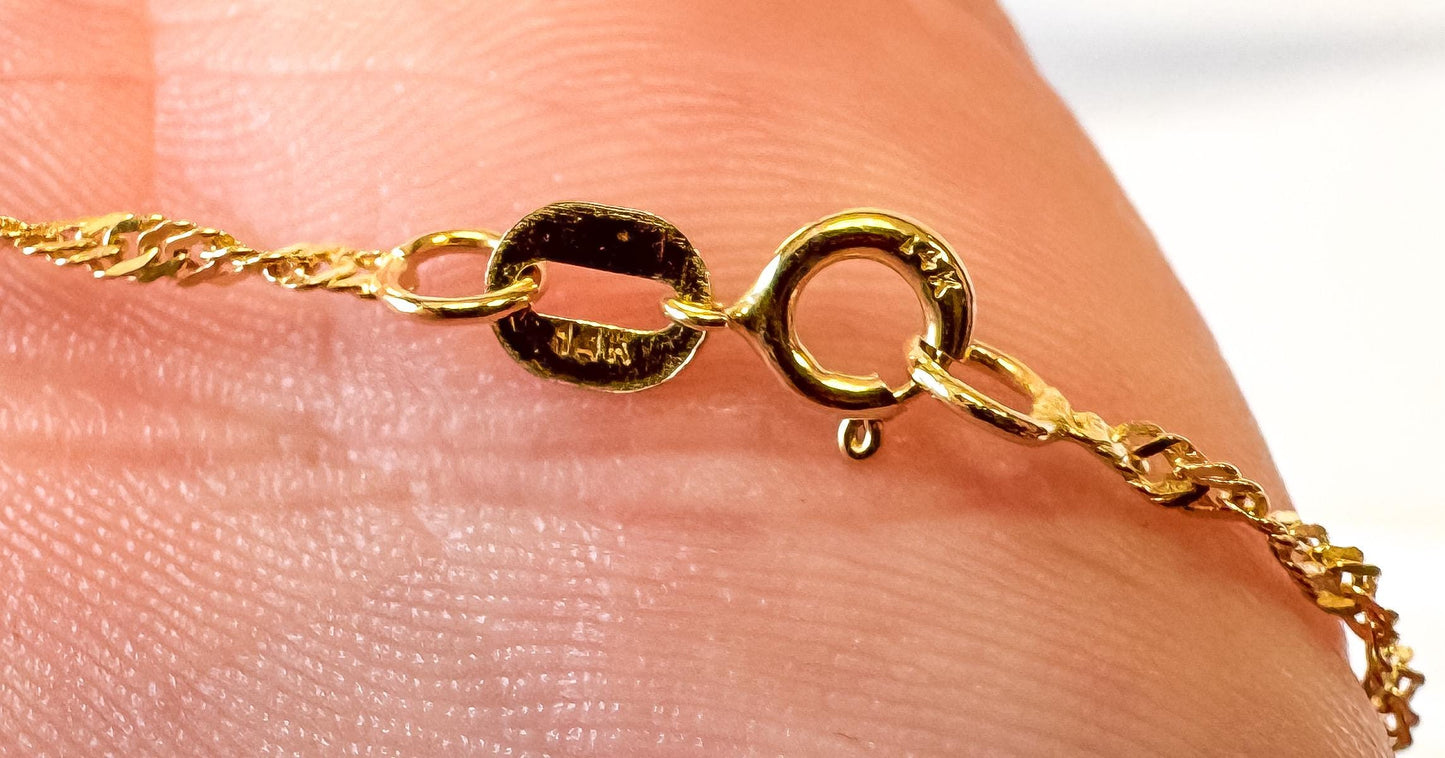 14K Yellow Gold Ruby Cross Pendant on an 18 Inch 14K Chain, Elegant Simple Cross Necklace