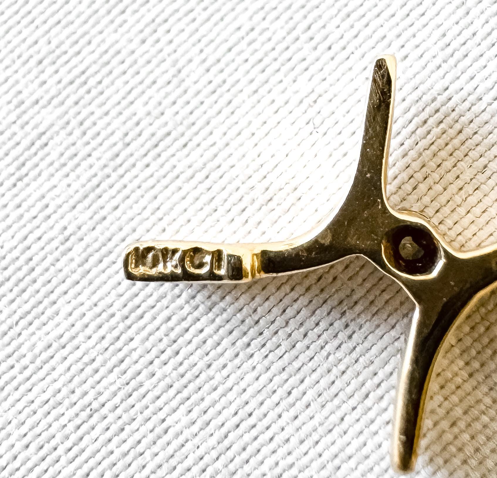 10K Yellow Gold Diamond Abstract .75" Pendant, Simple Dainty Everyday Minimalist Pendant