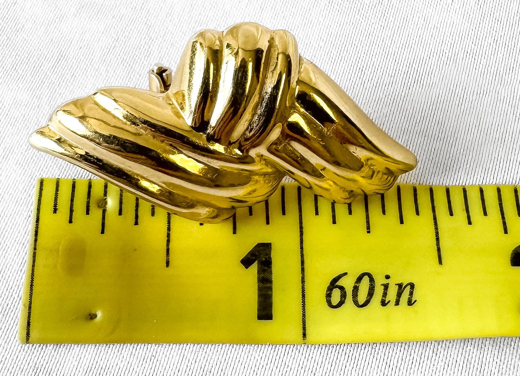 Vintage 14K Yellow Gold Knotted Twisted Rhombus Abstract Hollow Omega Back Stud Earrings, Bold Unique Statement Minimalist Earrings