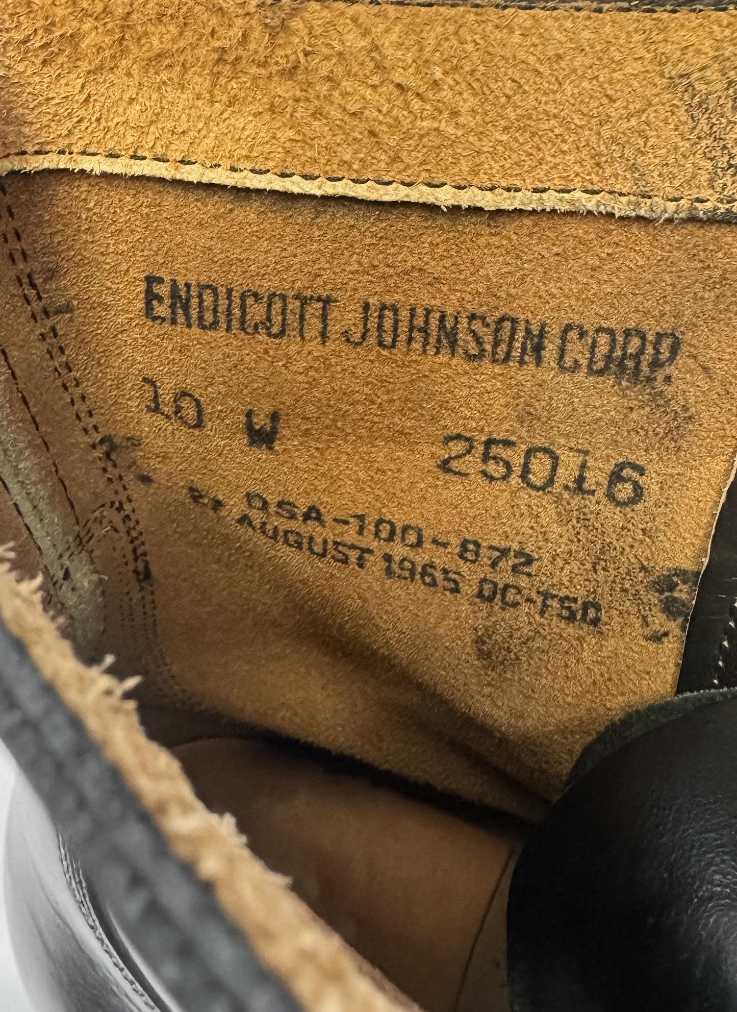 Vintage 1965 Endicott Johnson Mcnamara Vietnam War Era Black Military Style Leather Combat Boots, Vintage Sz. 10 W