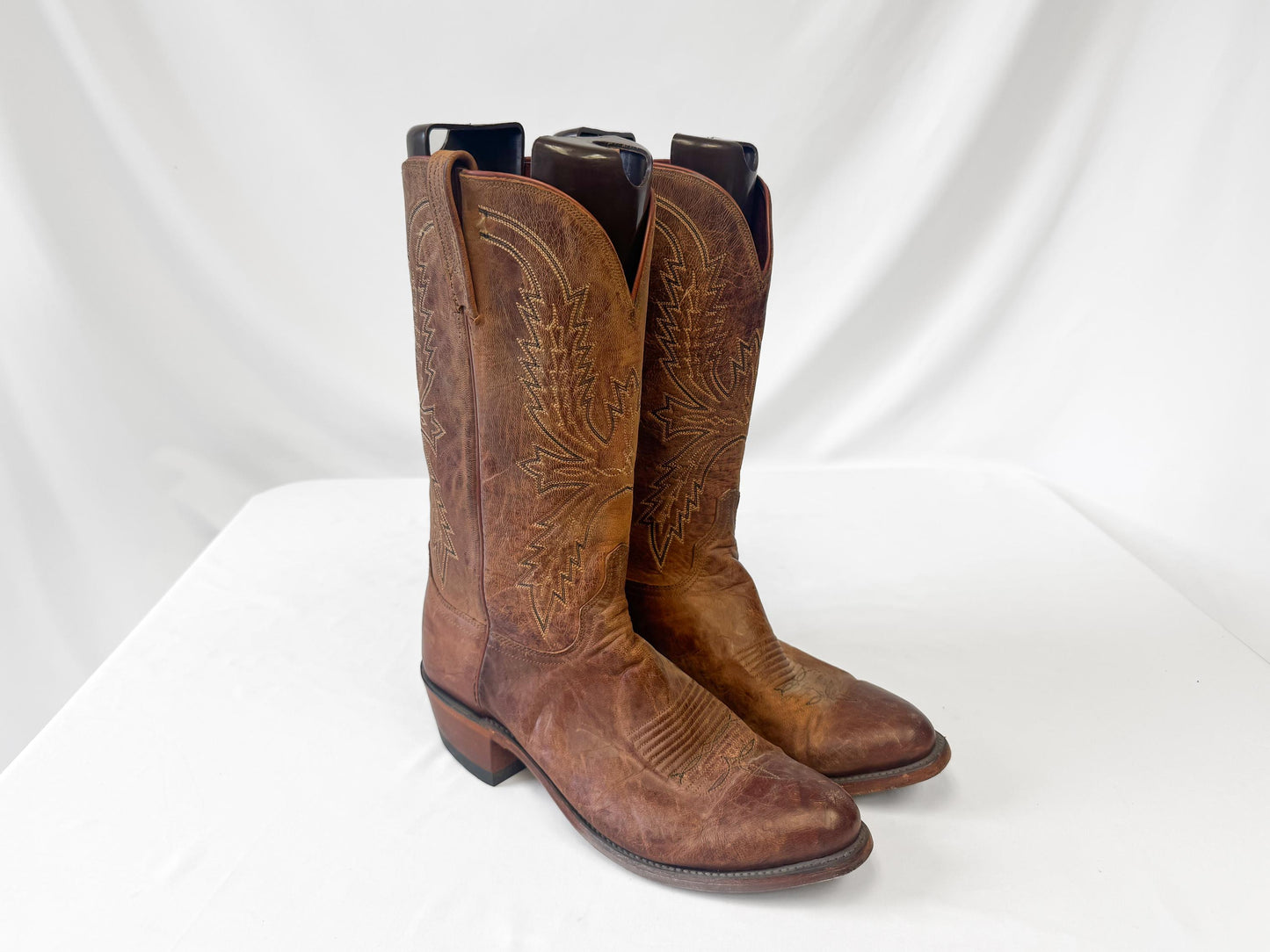Lucchese 1883 Crayton N1547R Mad Dog Brown Leather Cowboy Boots, Men's Sz. 11D, Vintage Style Western Boots
