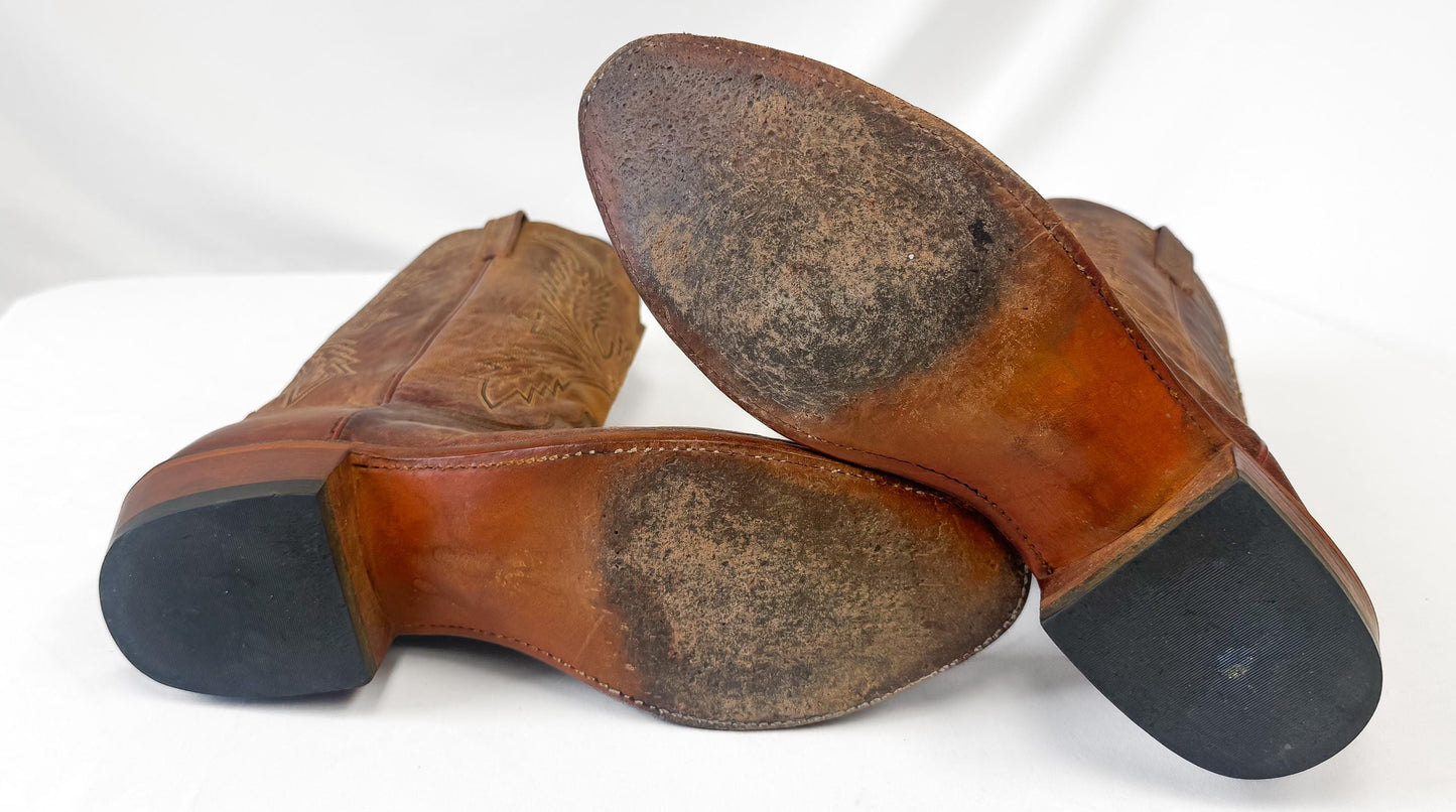 Lucchese 1883 Crayton N1547R Mad Dog Brown Leather Cowboy Boots, Men's Sz. 11D, Vintage Style Western Boots