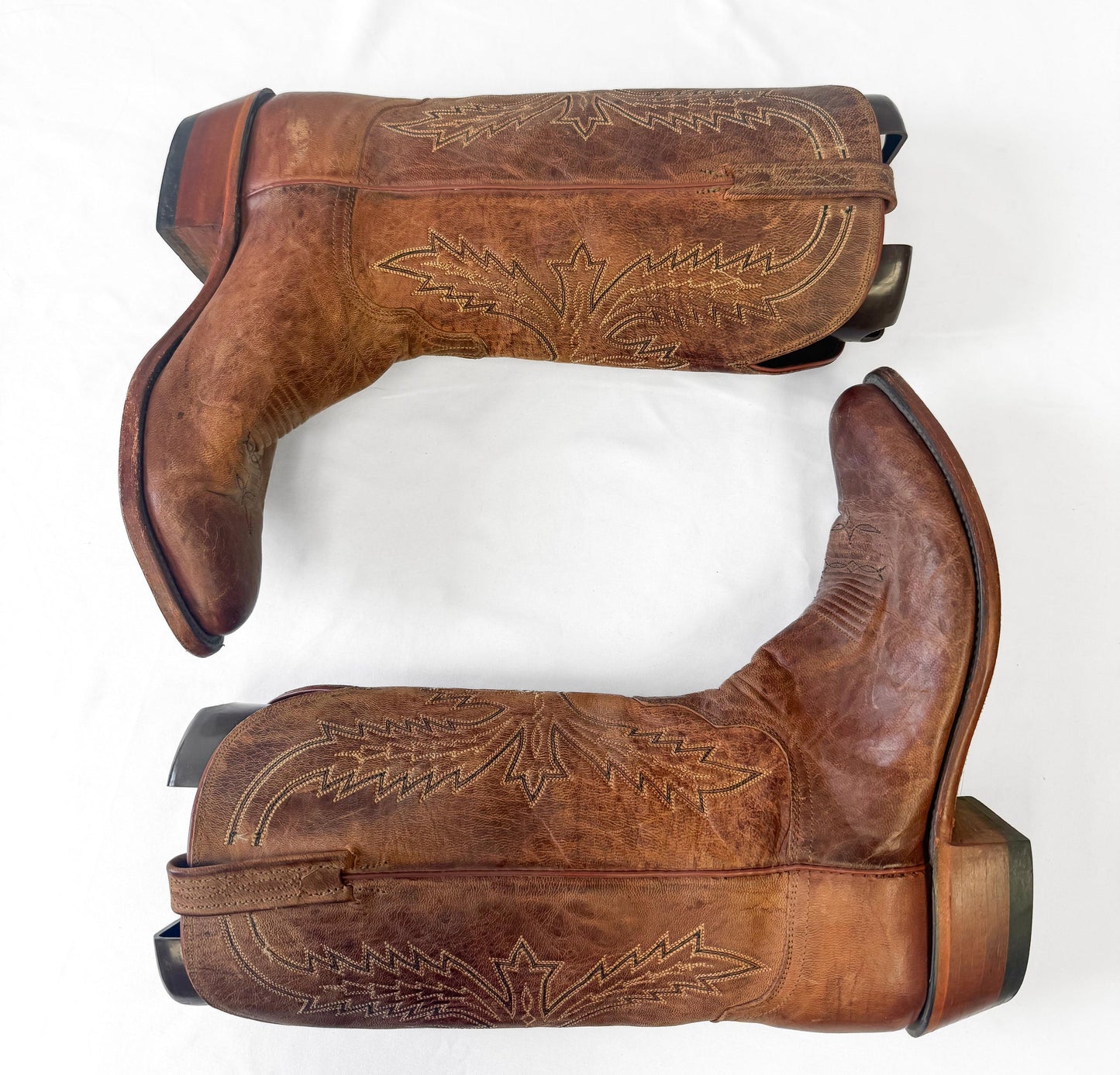 Lucchese 1883 Crayton N1547R Mad Dog Brown Leather Cowboy Boots, Men's Sz. 11D, Vintage Style Western Boots