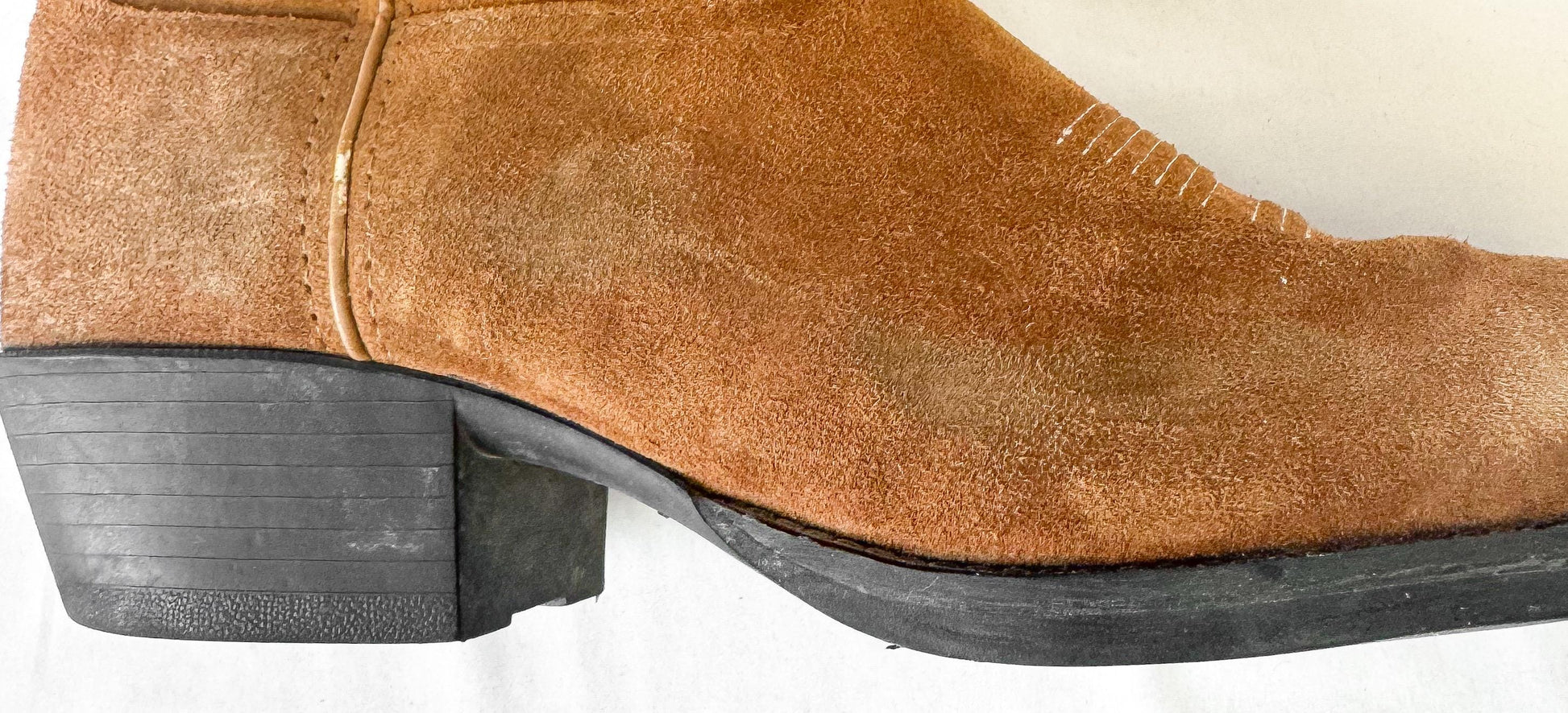 Vintage Style Tony Lama Brown Tan Suede Embroidered Cowboy Boots, Men's Sz. 13D