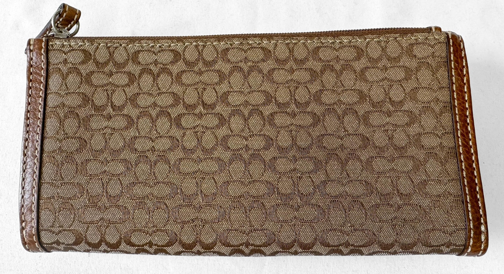 Y2K 00s Coach Soho Signature Beige Khaki Brown Canvas Leather Wallet