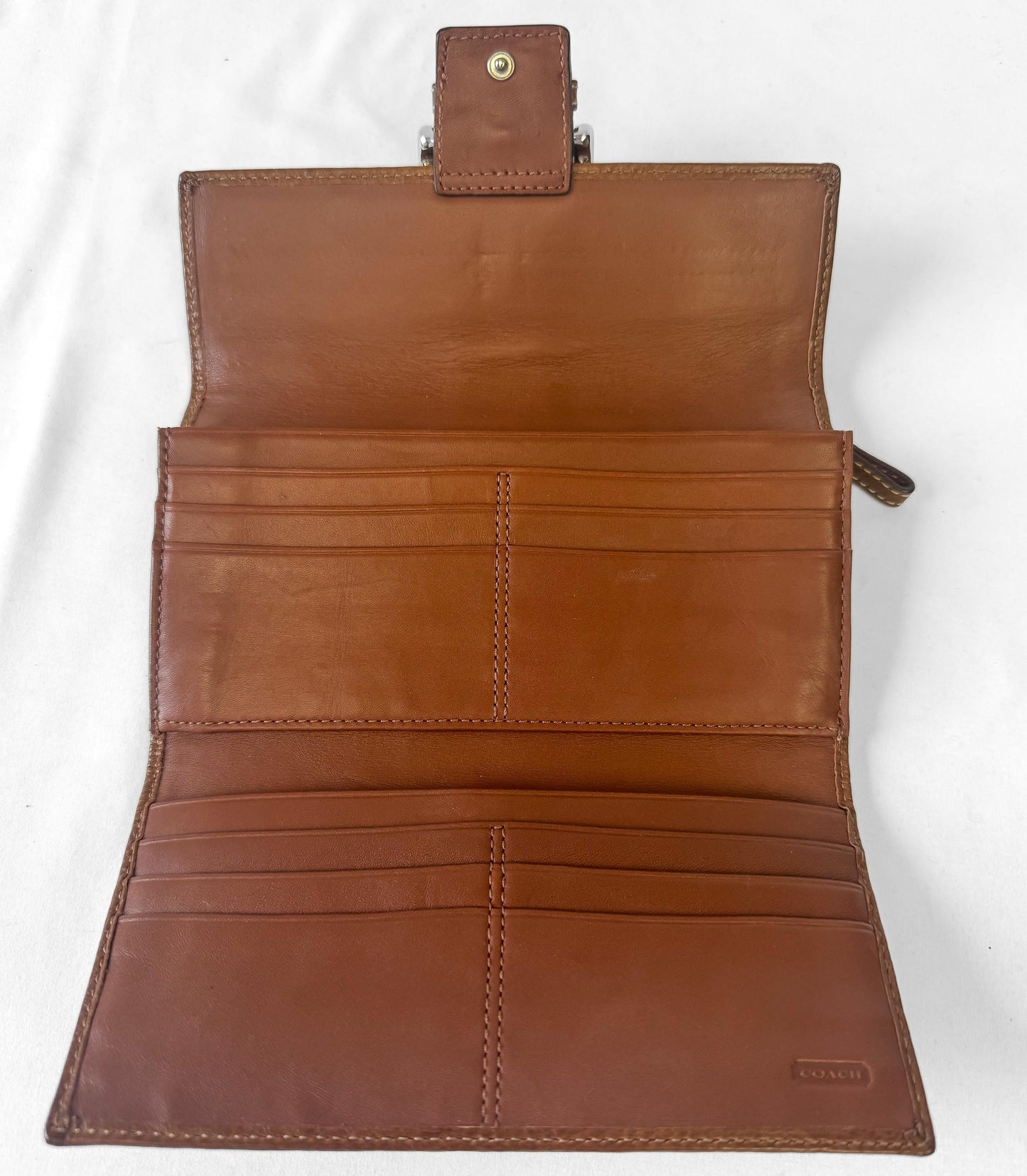 Y2K 00s Coach Soho Signature Beige Khaki Brown Canvas Leather Wallet