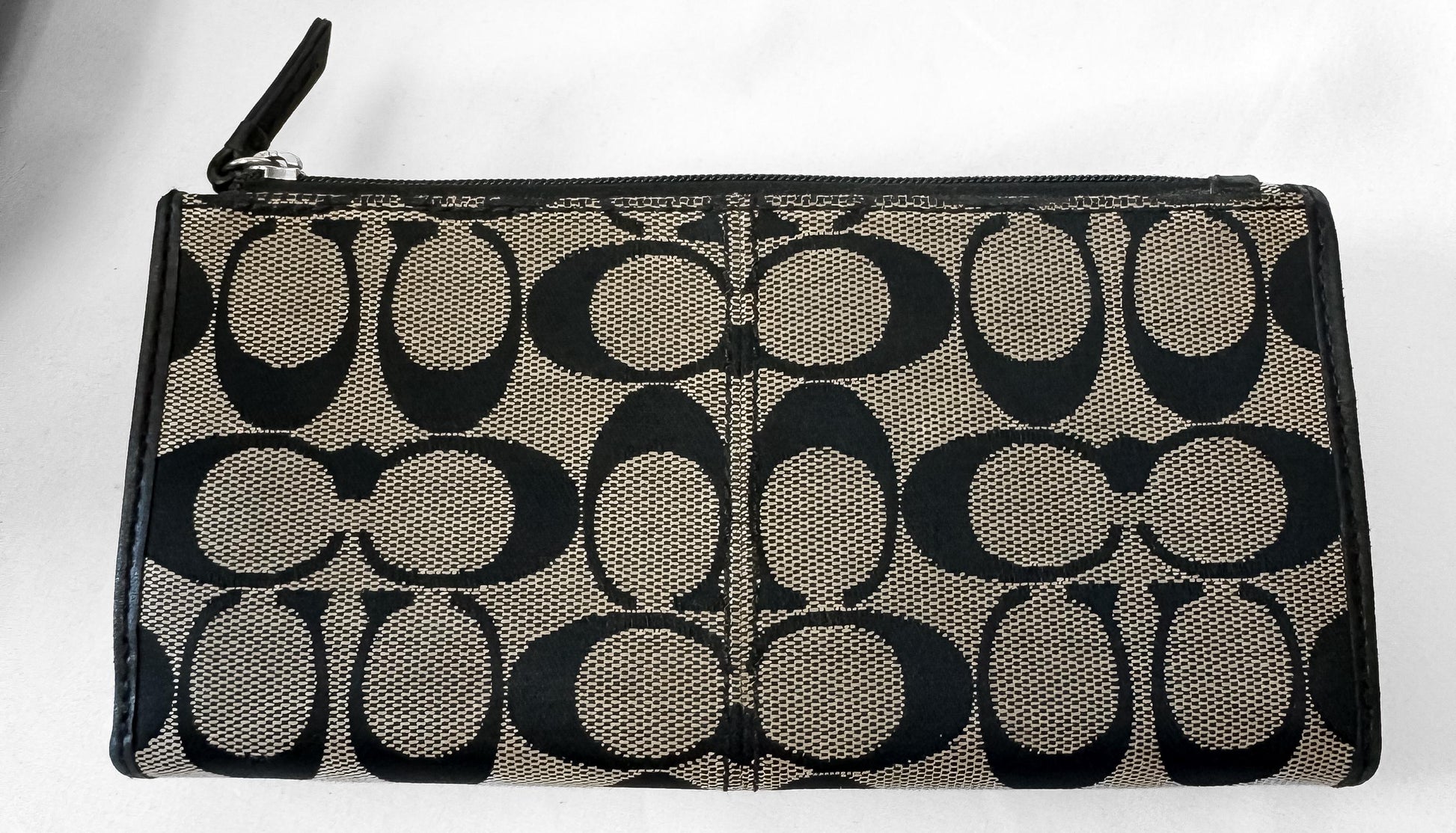 Y2K Coach Signature Hampton Hobo Beige Black Shoulder Bag with Matching Wallet, Style 13971