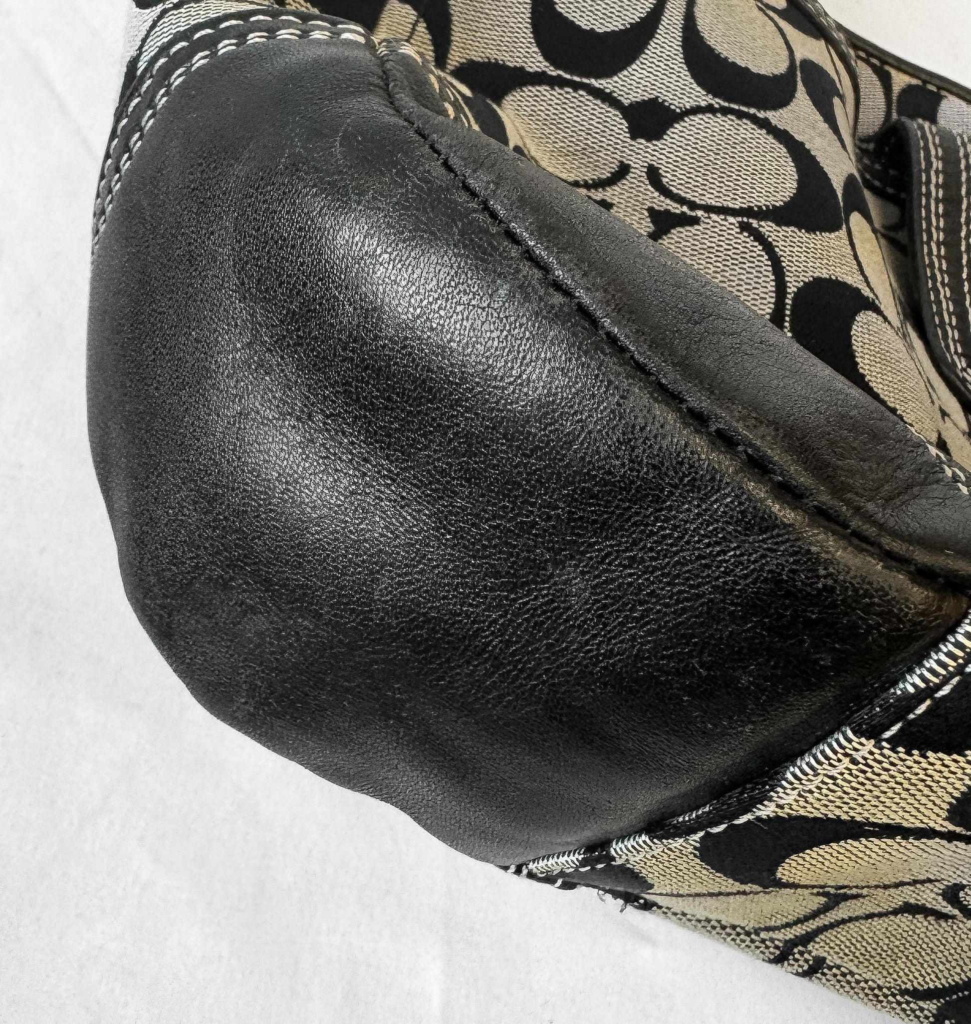 Y2K Coach Signature Hampton Hobo Beige Black Shoulder Bag with Matching Wallet, Style 13971