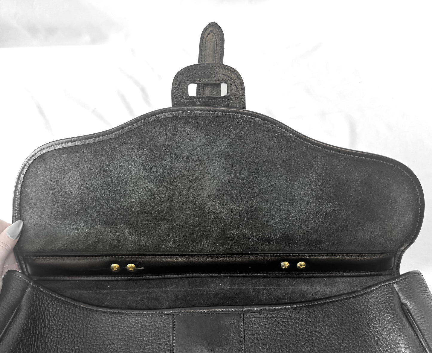 Vintage Dooney and Bourke Black Pebbled Leather Crossbody Briefcase Satchel Work Bag