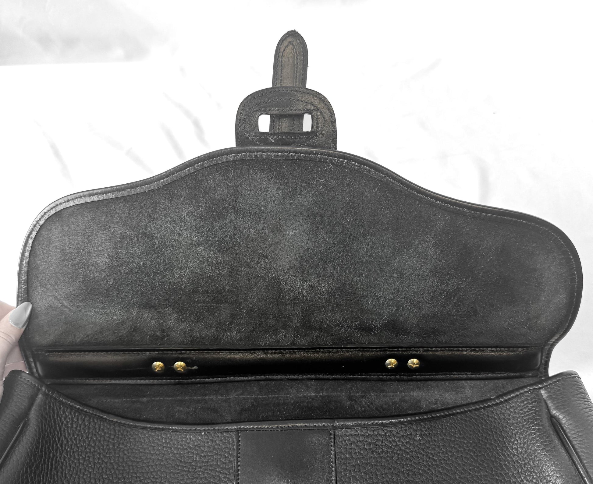 Vintage Dooney and Bourke Black Pebbled Leather Crossbody Briefcase Satchel Work Bag