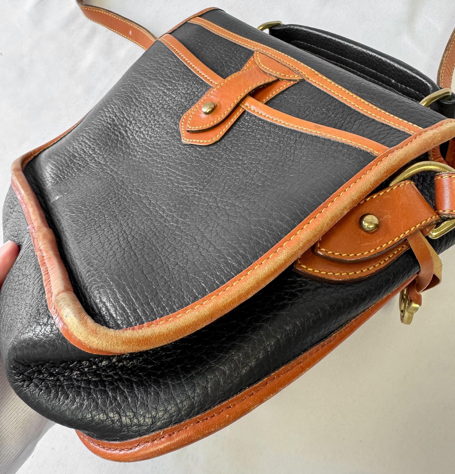 Vintage 90s Dooney and Bourke Surrey All Weather Leather Black Crossbody Bag