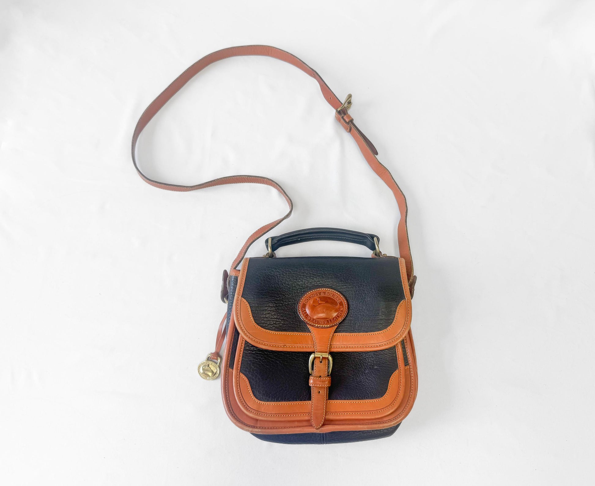 Vintage 90s Dooney and Bourke Surrey All Weather Leather Black Crossbody Bag
