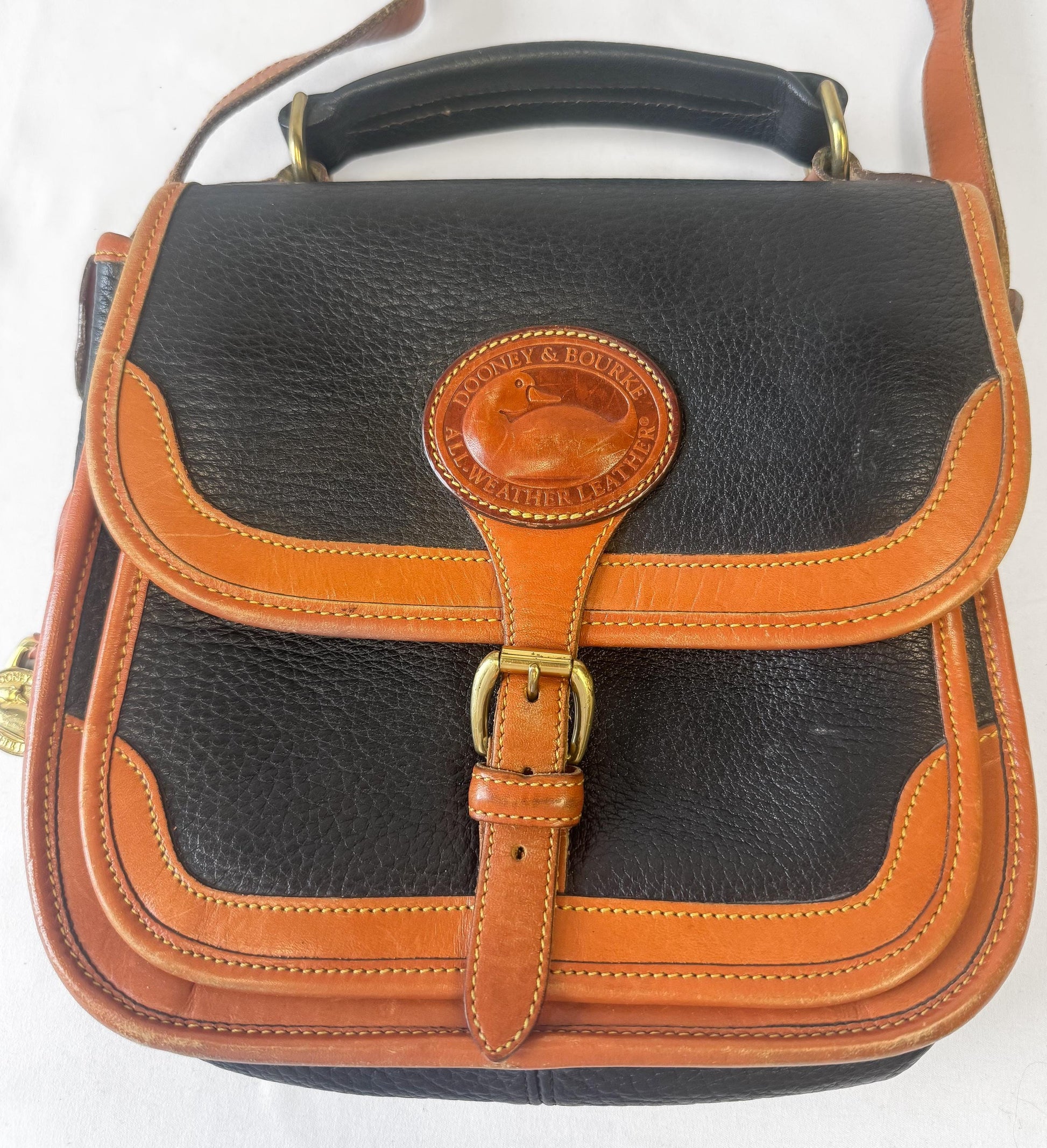 Vintage 90s Dooney and Bourke Surrey All Weather Leather Black Crossbody Bag