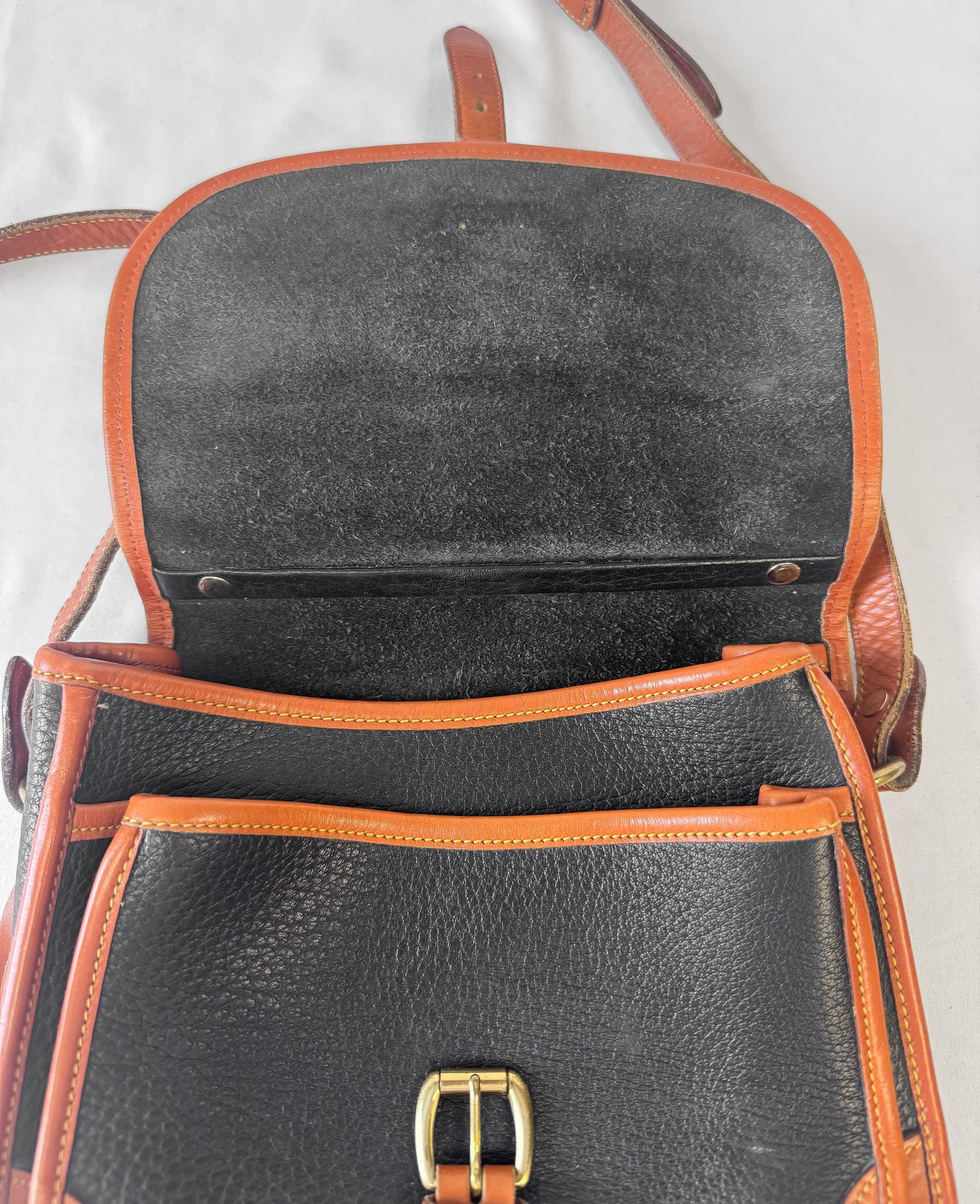 Vintage 90s Dooney and Bourke Surrey All Weather Leather Black Crossbody Bag