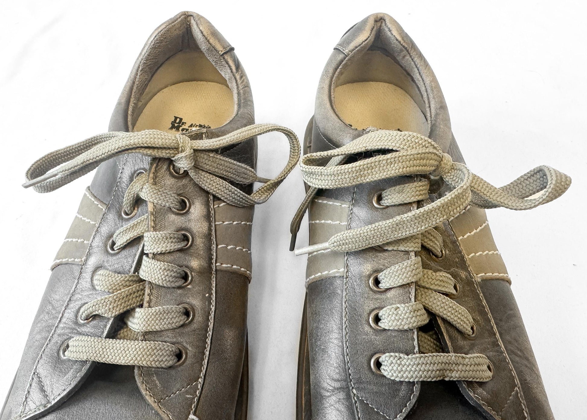 Vintage Style Dr. Martens Distressed Taupe Leather Lace Up Oxford Loafers, Men's Sz. 8, Approx. Women's 9.5, Style 2B24