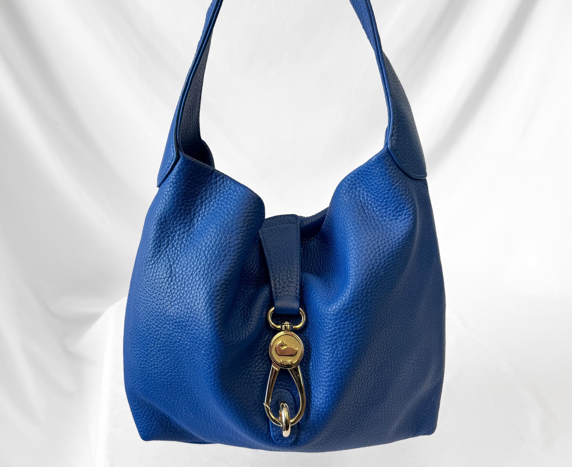 Modern Dooney and Bourke Samba Logo Lock Sac Pebbled Leather Blue Shoulder Bag