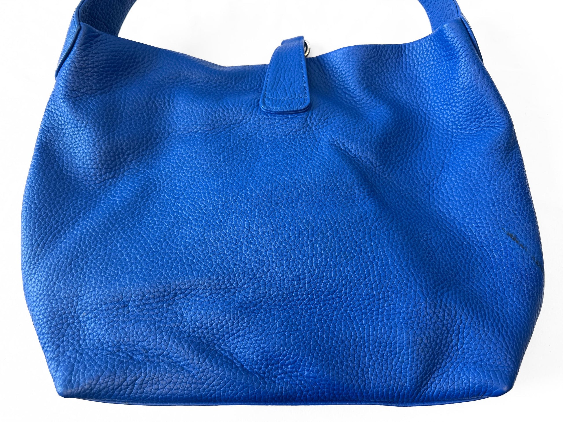 Modern Dooney and Bourke Samba Logo Lock Sac Pebbled Leather Blue Shoulder Bag