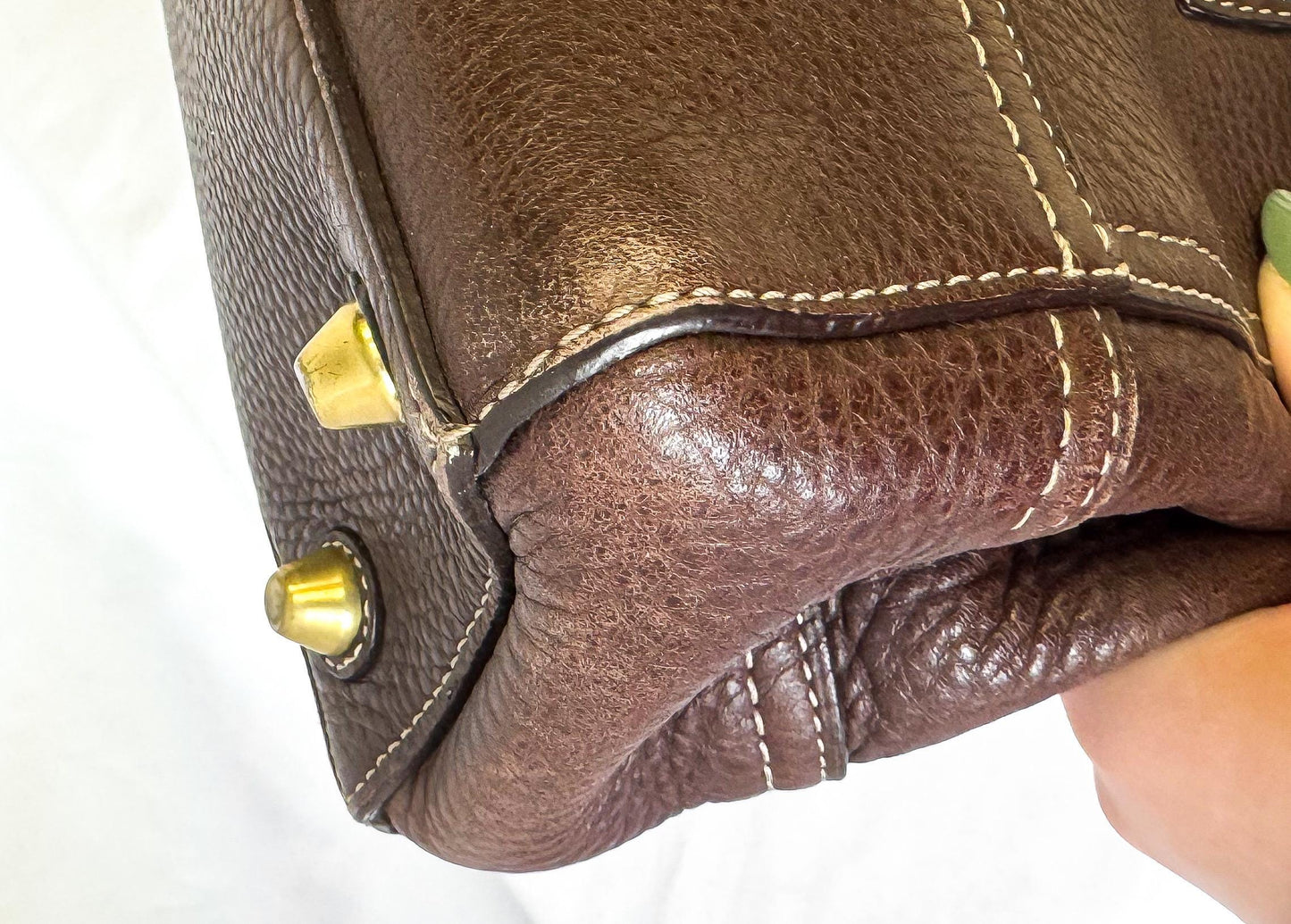 Y2K Coach Hampton Chocolate Brown Pebbled Leather Satchel Shoulder Bag, Style 10212