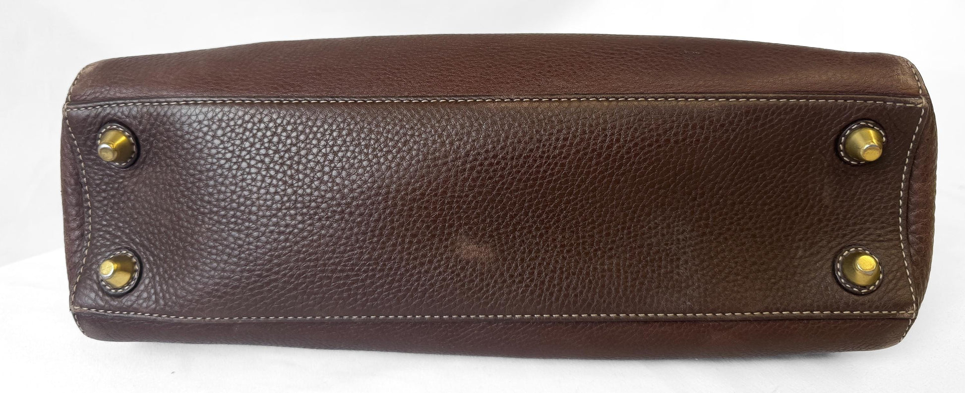 Y2K Coach Hampton Chocolate Brown Pebbled Leather Satchel Shoulder Bag, Style 10212