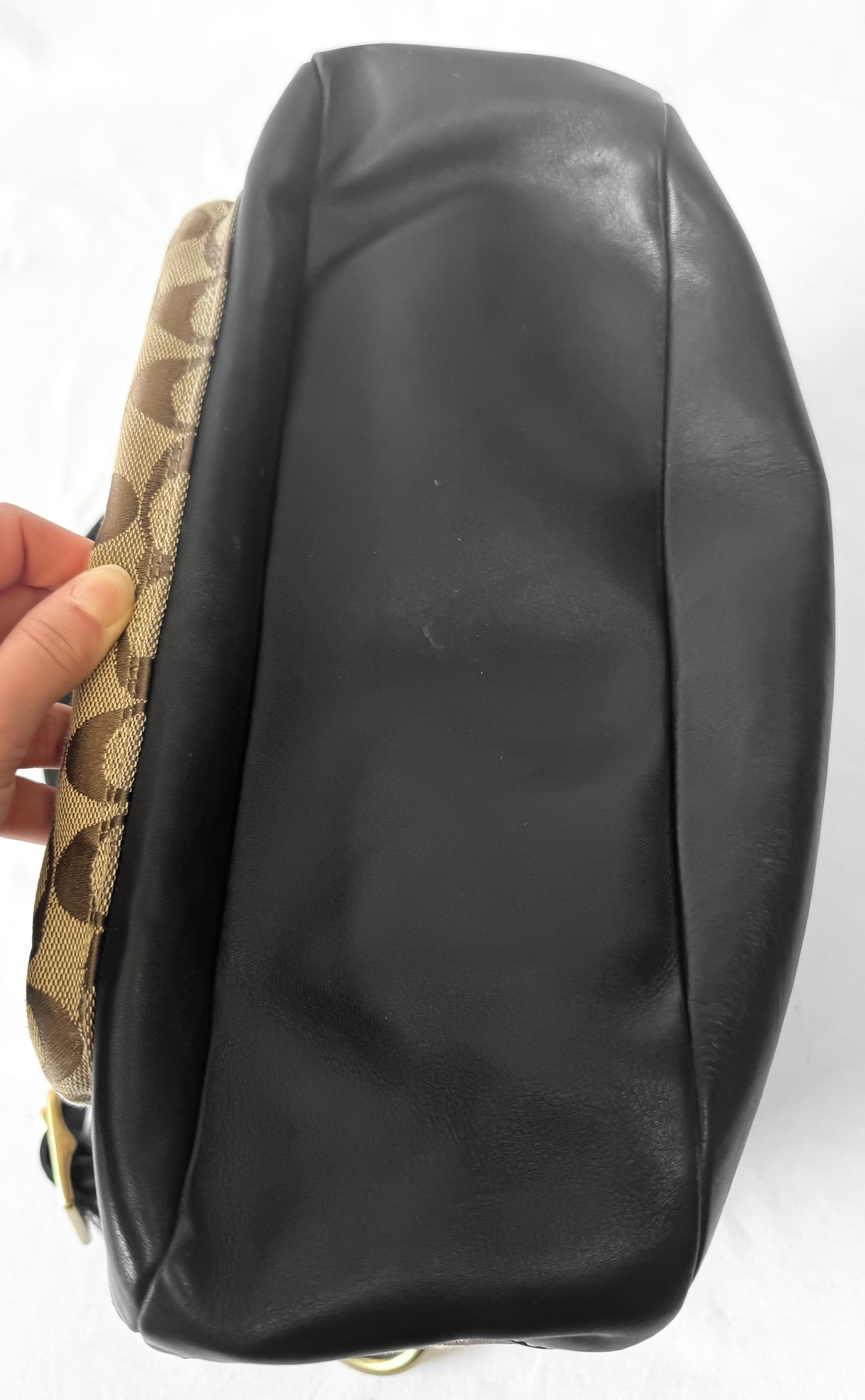 Y2K 00s Vintage Coach Ali Legacy Turnlock Beige Khaki Black Shoulder Bag, Style 12857
