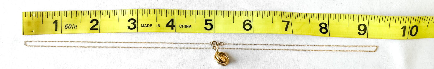 10K Yellow Gold Round Knotted Twist Pearl Pendant Necklace on 10K 19" Chain, Simple Elegant Minimalist Bridal Style Necklace