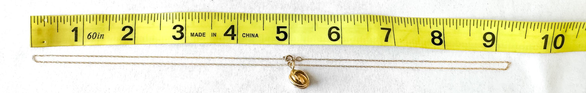 10K Yellow Gold Round Knotted Twist Pearl Pendant Necklace on 10K 19" Chain, Simple Elegant Minimalist Bridal Style Necklace