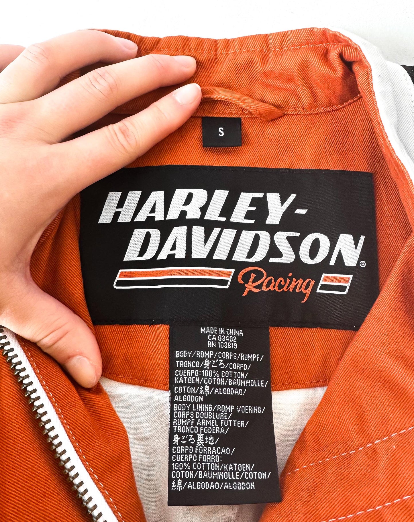 Y2K Harley Davidson White Screaming Eagle Racing Jacket, Women's Sz. S