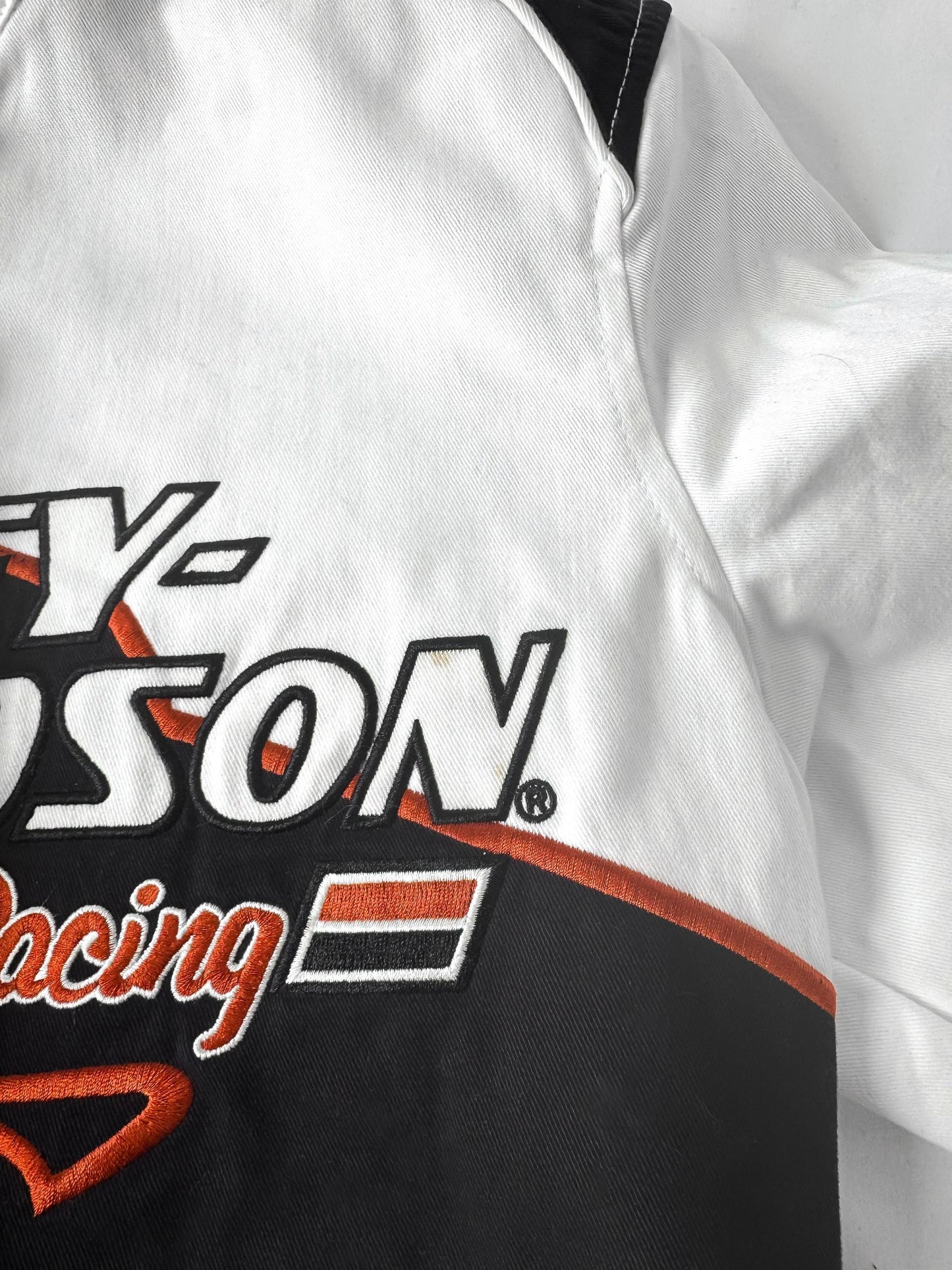 Y2K Harley Davidson White Screaming Eagle Racing Jacket, Women's Sz. S