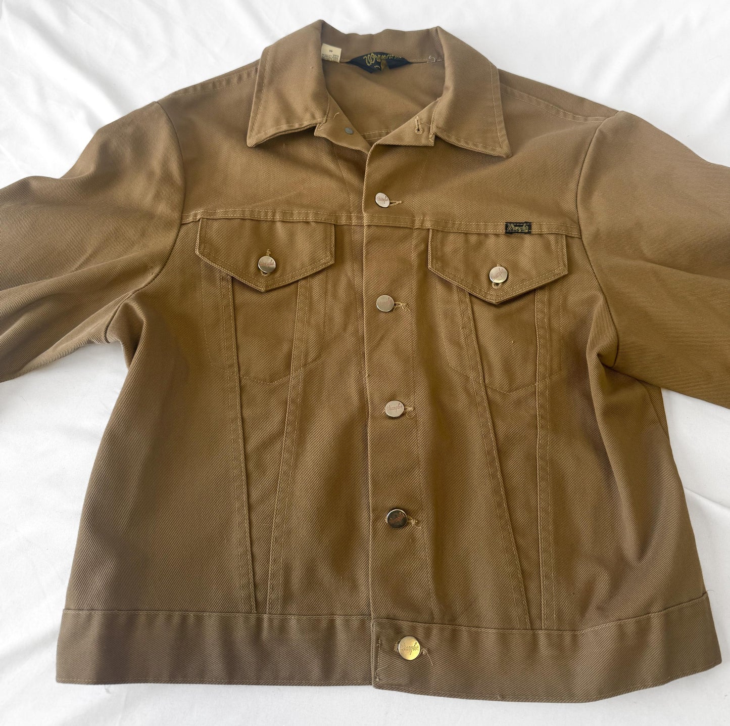 70s Wrangler Beige Khaki Denim Western Jean Jacket, Approx. Men's S, Vintage Western Unisex Jacket
