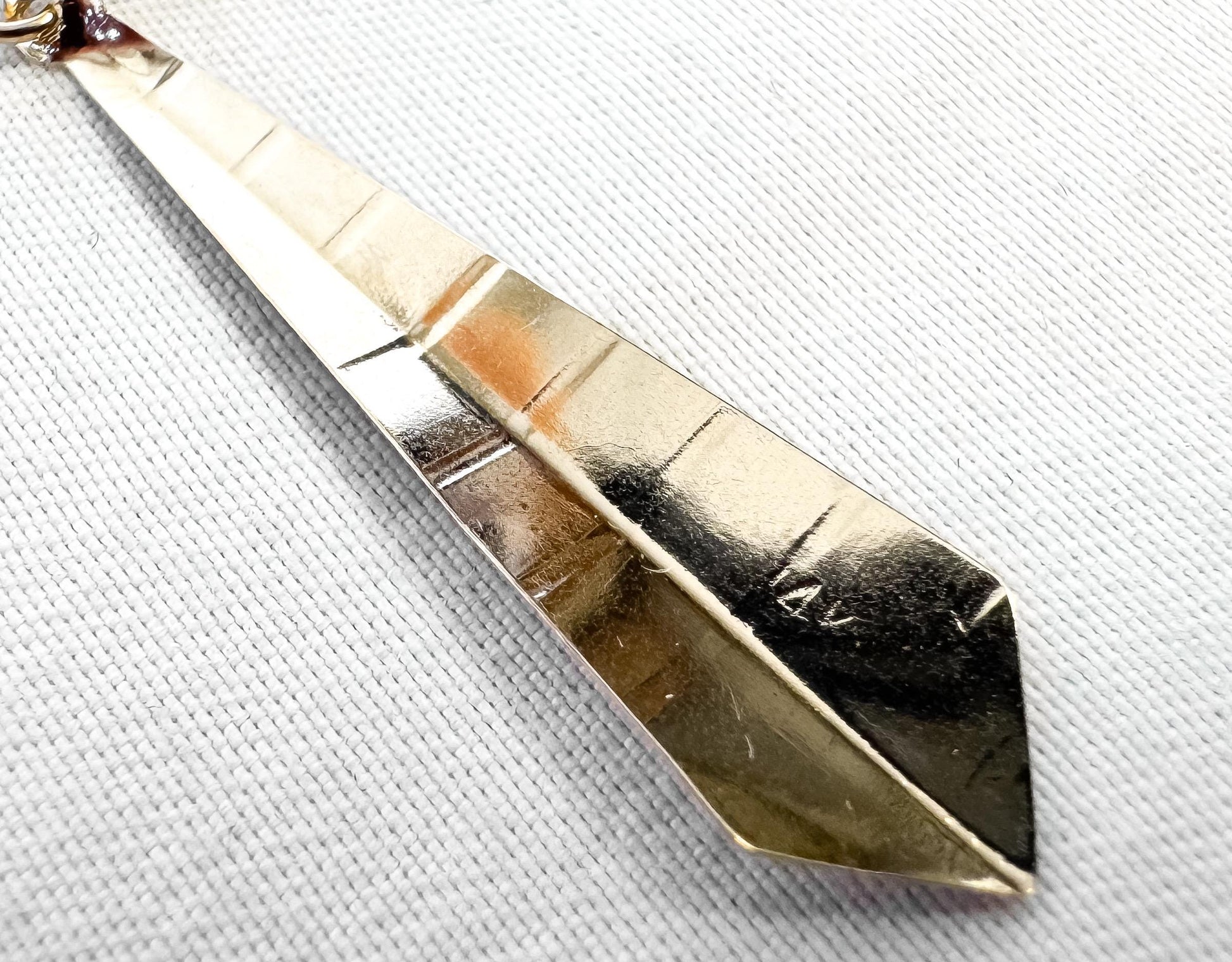 14K Tri-Color Striped Rhombus Dangle Earrings, 1.25 Inches, Unique Simple Dainty Earrings