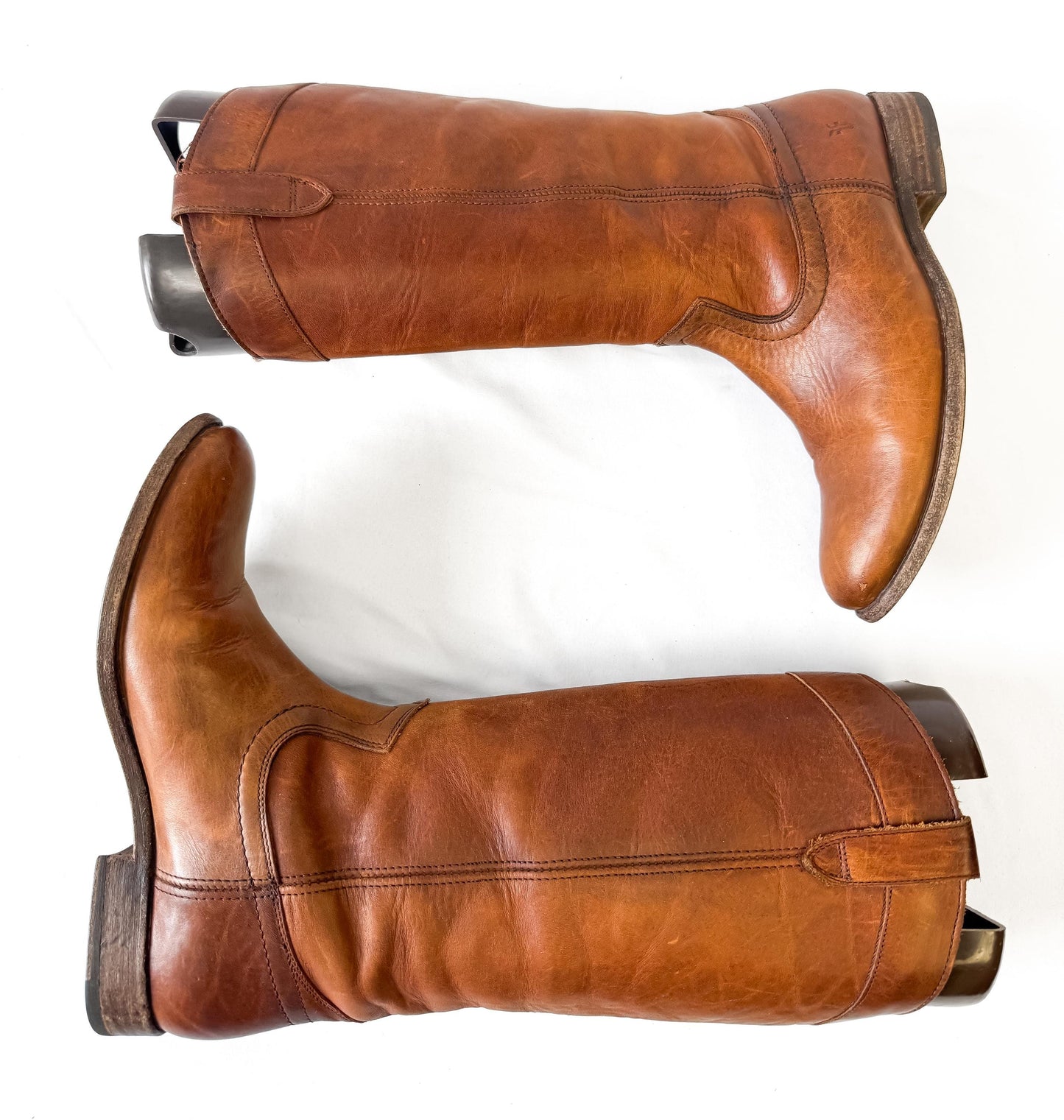 Vintage Frye Cognac Tall Knee High Leather Boots, Women's Sz. 7B, Style 4001
