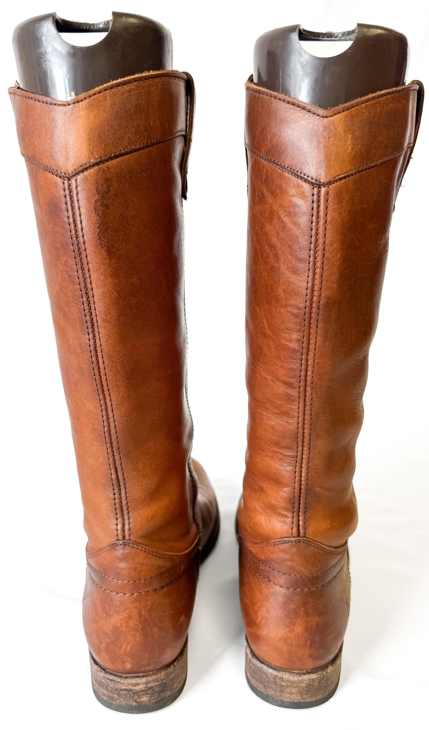 Vintage Frye Cognac Tall Knee High Leather Boots, Women's Sz. 7B, Style 4001