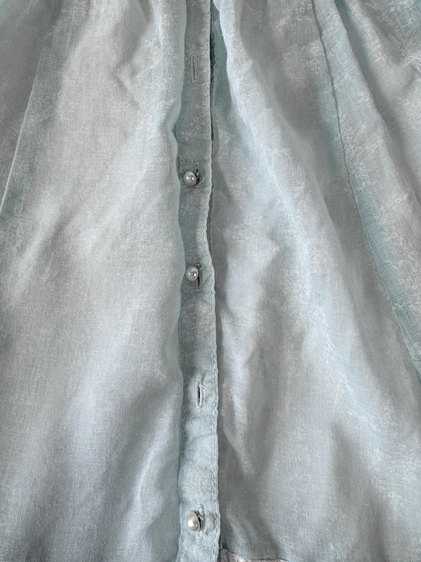 Vintage 70s Gunne Sax Baby Blue Lace Button Skirt, Approx. Size 2/4, 26" Waist, Vintage Cottage Core Coquette Prairie Style Skirt