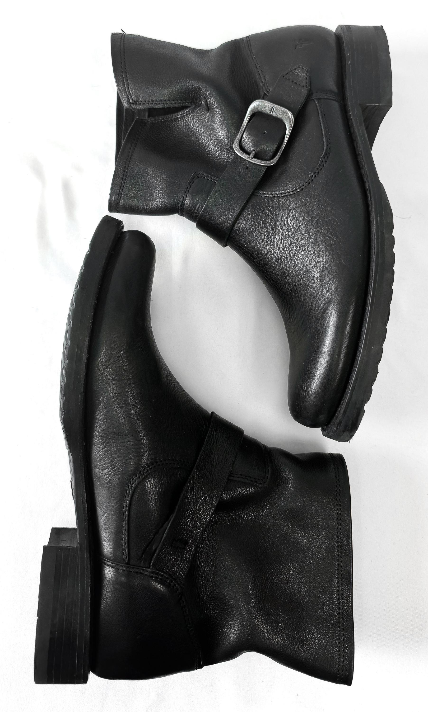 Vintage Style Frye Veronica Flex Black Leather Ankle Booties, Women's Sz. 10B