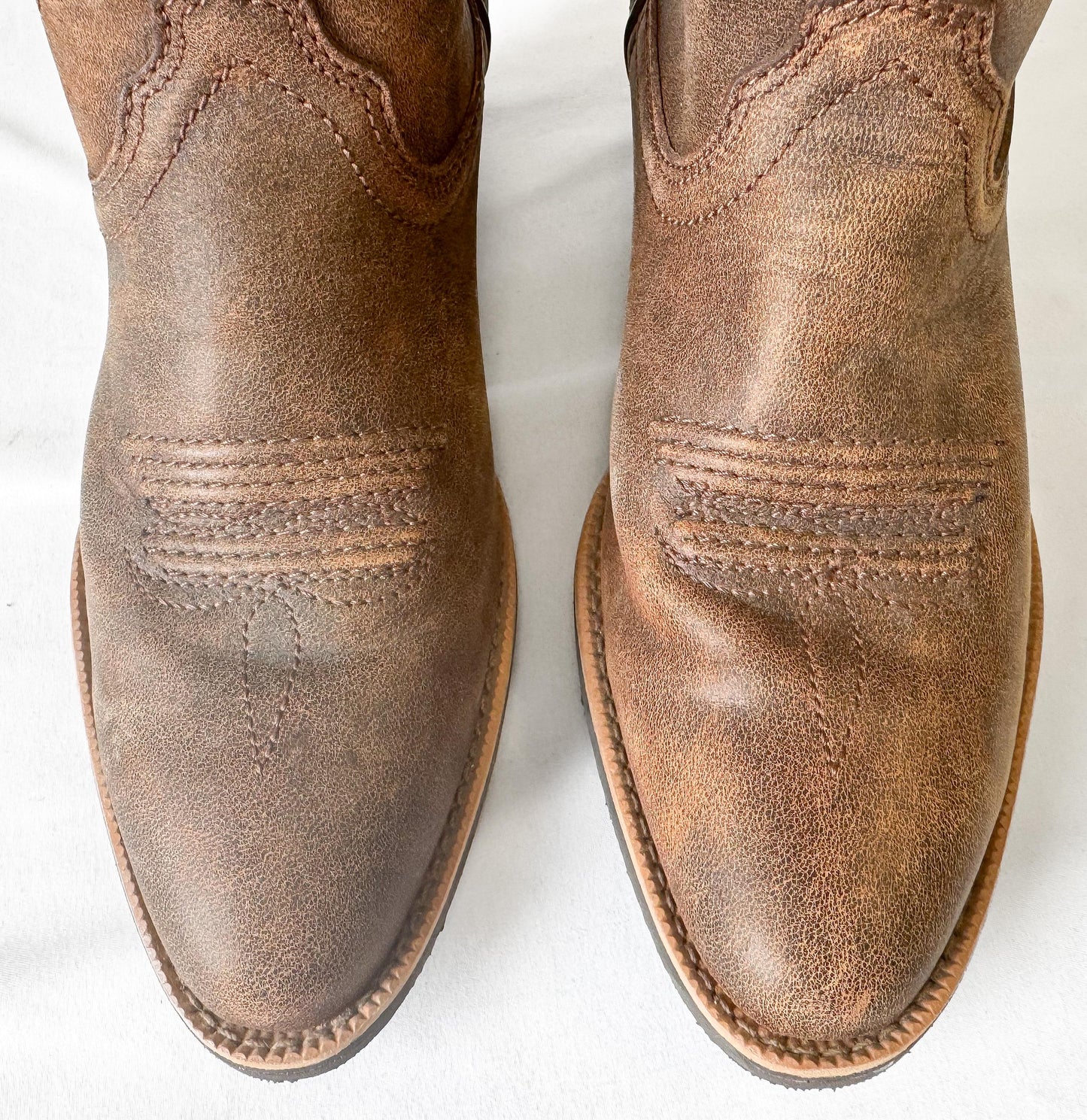 Vintage Style Twisted X Brown Swirl Floral Embroidered Cowboy Boots, Women's Sz. 6B, Western Festival Style Boots