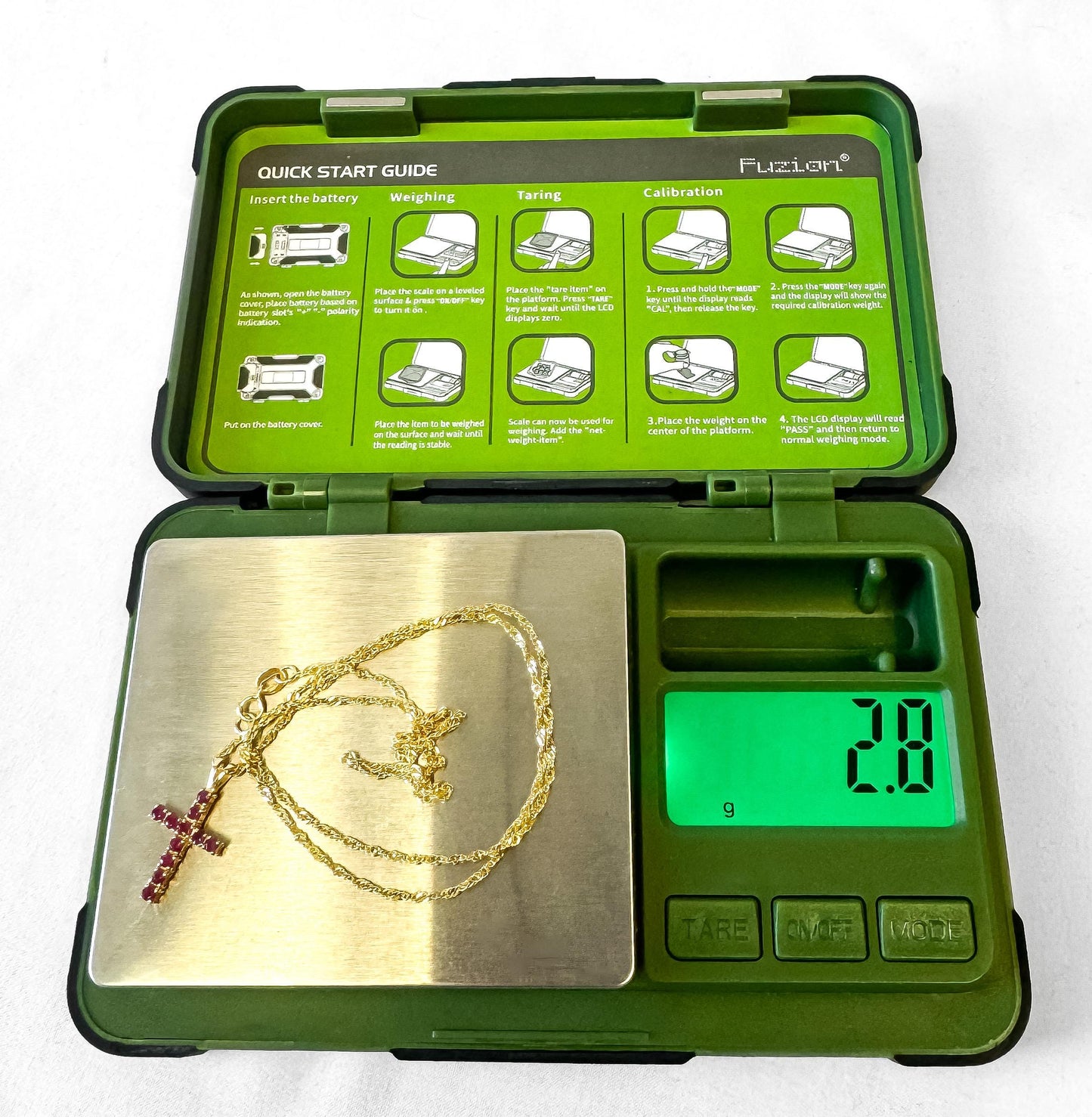 14K Yellow Gold Ruby Cross Pendant on an 18 Inch 14K Chain, Elegant Simple Cross Necklace