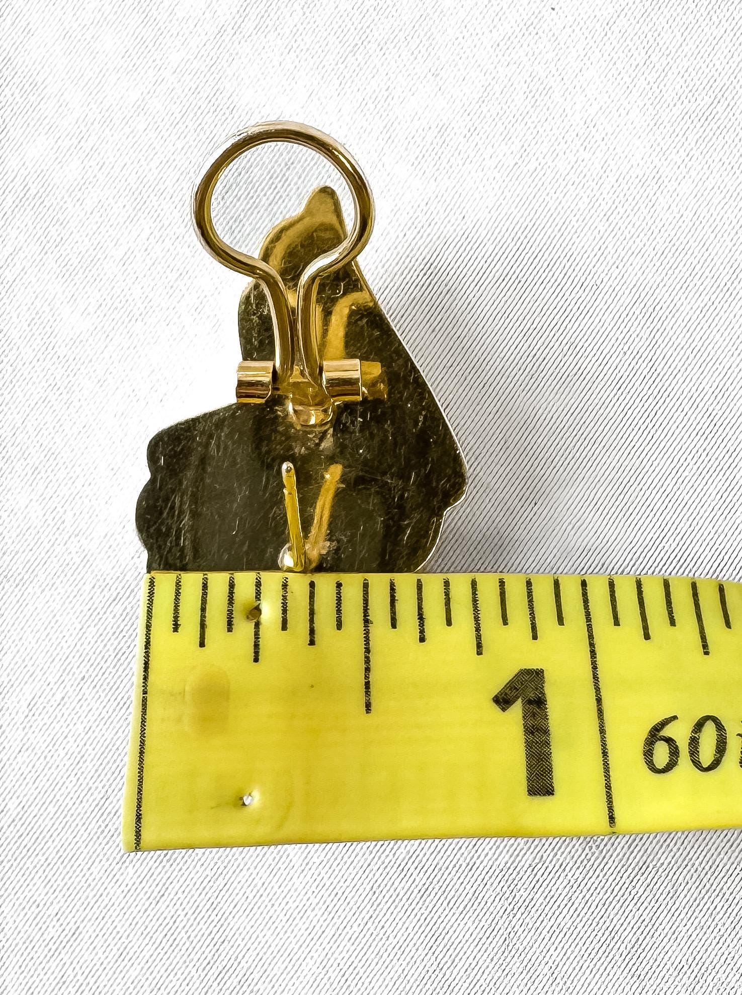 Vintage 14K Yellow Gold Knotted Twisted Rhombus Abstract Hollow Omega Back Stud Earrings, Bold Unique Statement Minimalist Earrings