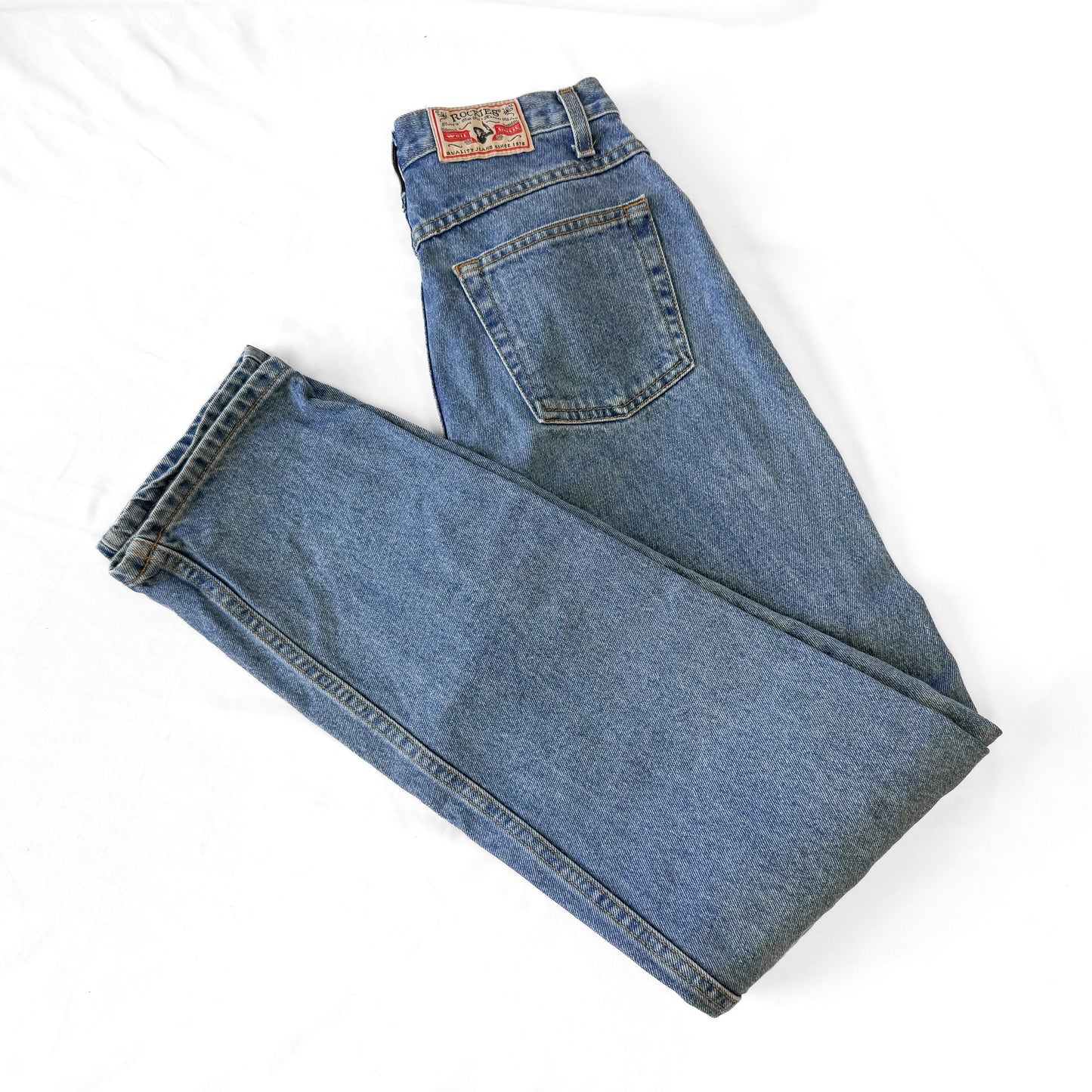Vintage Rockies Medium Wash Mid Rise Tapered Mom Jeans, Sz. 28" x 34", Vintage Western Jeans