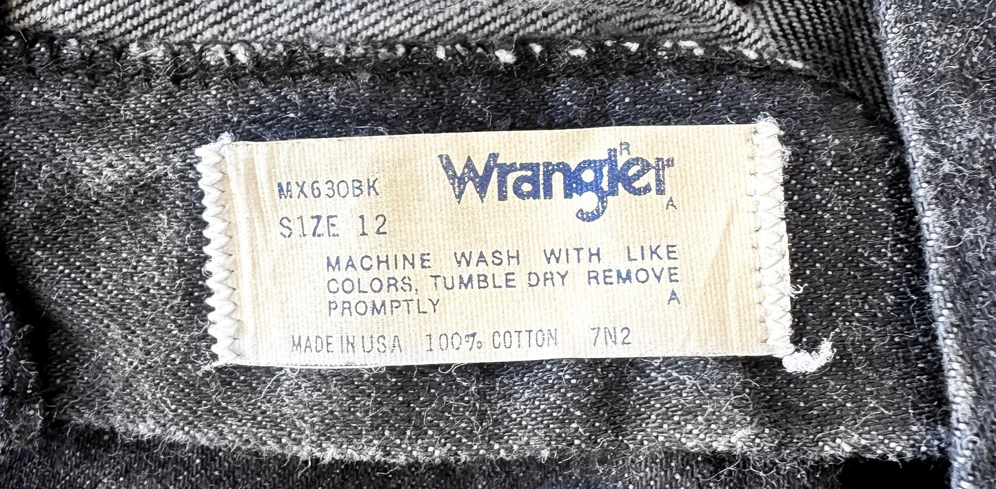 Vintage Wrangler Black Faded Single Pocket Tapered Denim Jeans, Sz. 28" x 30.5", Vintage Western Jeans