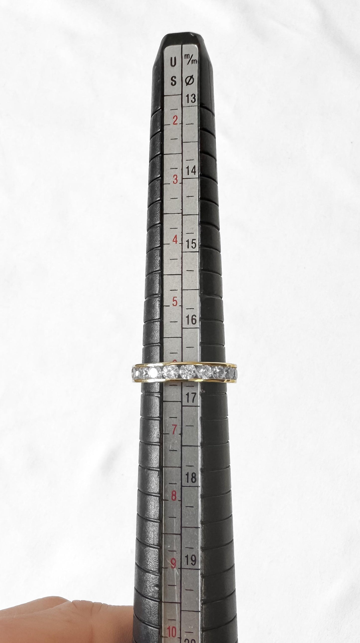 14K Yellow Gold Cubic Zirconia Round Stone Band Ring, Sz. 6/6.25, Simple Everyday Minimalist Stackable Ring