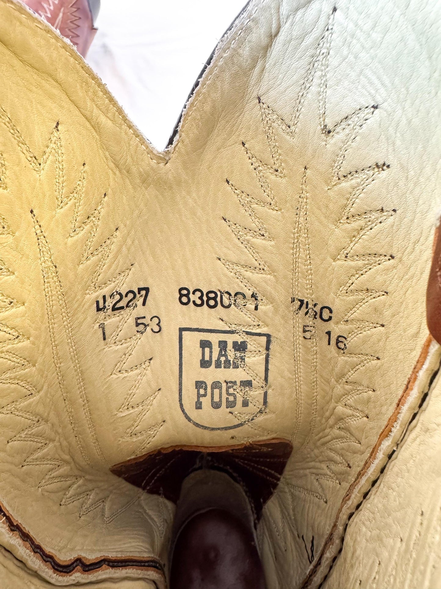 Vintage 70s Dan Post Brown Leather Embroidered Cowboy Boots, Women's Sz. 7.5C, Unique Western Festival Cowgirl Boots