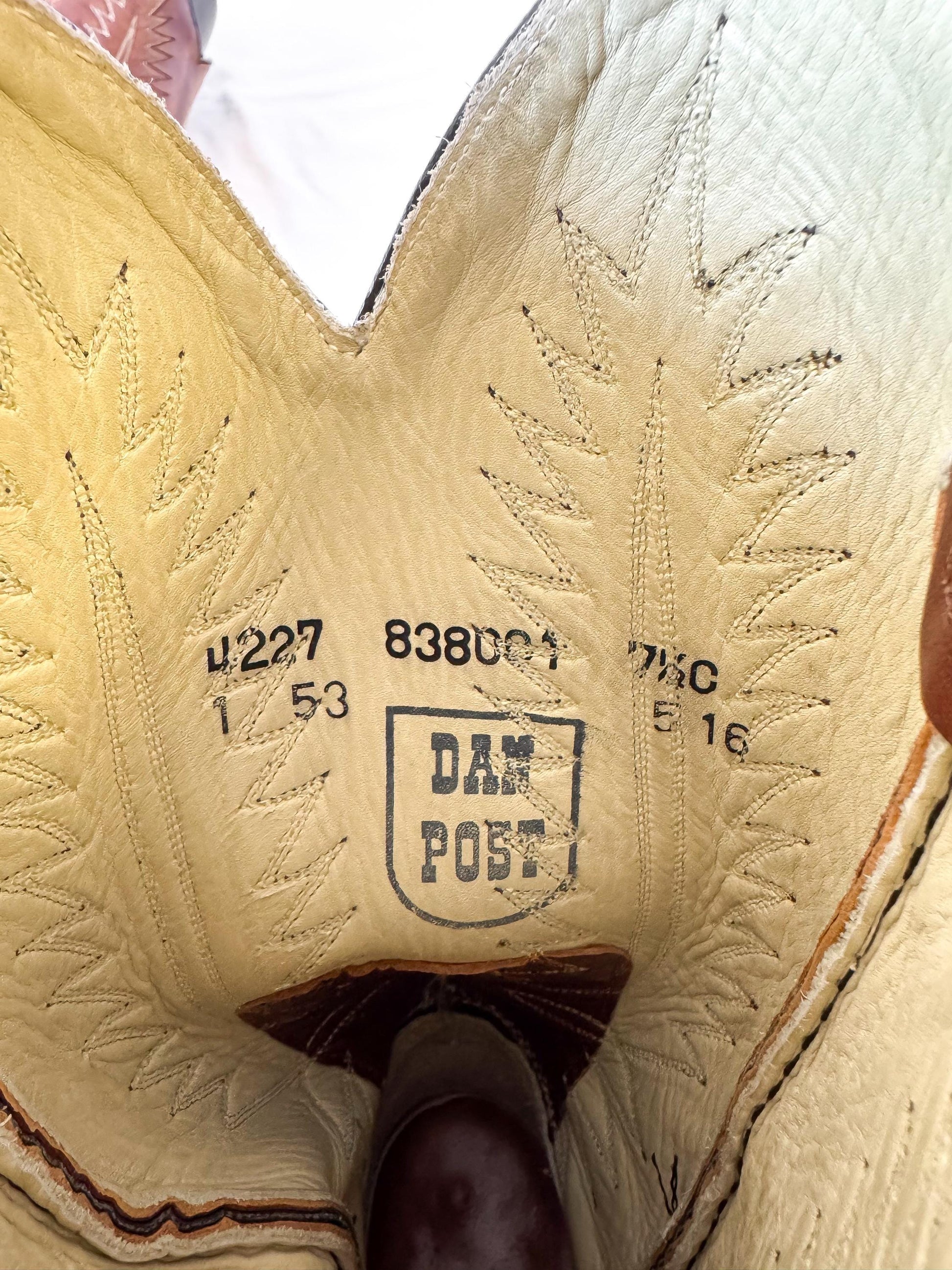 Vintage 70s Dan Post Brown Leather Embroidered Cowboy Boots, Women's Sz. 7.5C, Unique Western Festival Cowgirl Boots