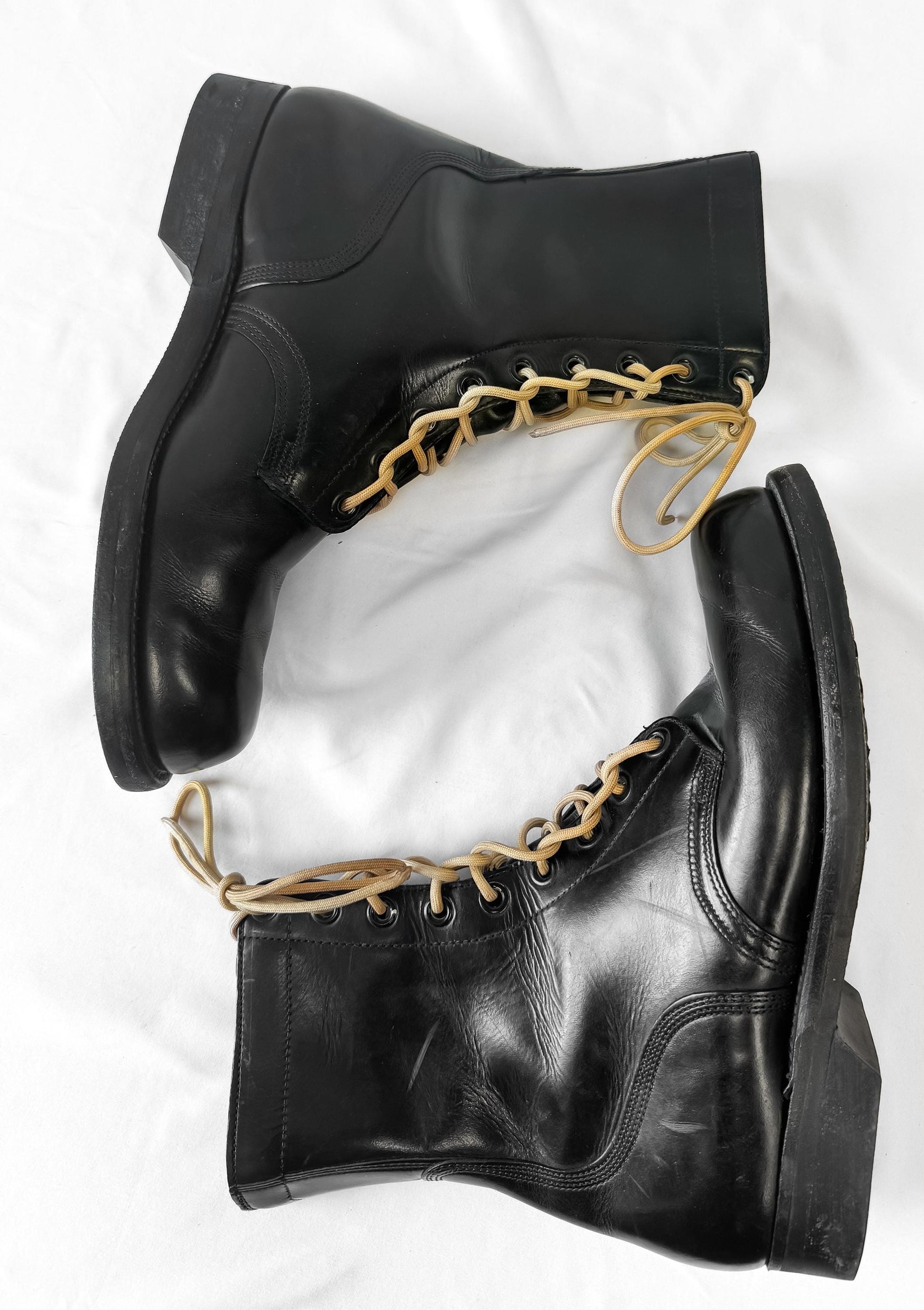 Vintage 1965 Endicott Johnson Mcnamara Vietnam War Era Black Military Style Leather Combat Boots, Vintage Sz. 10 W