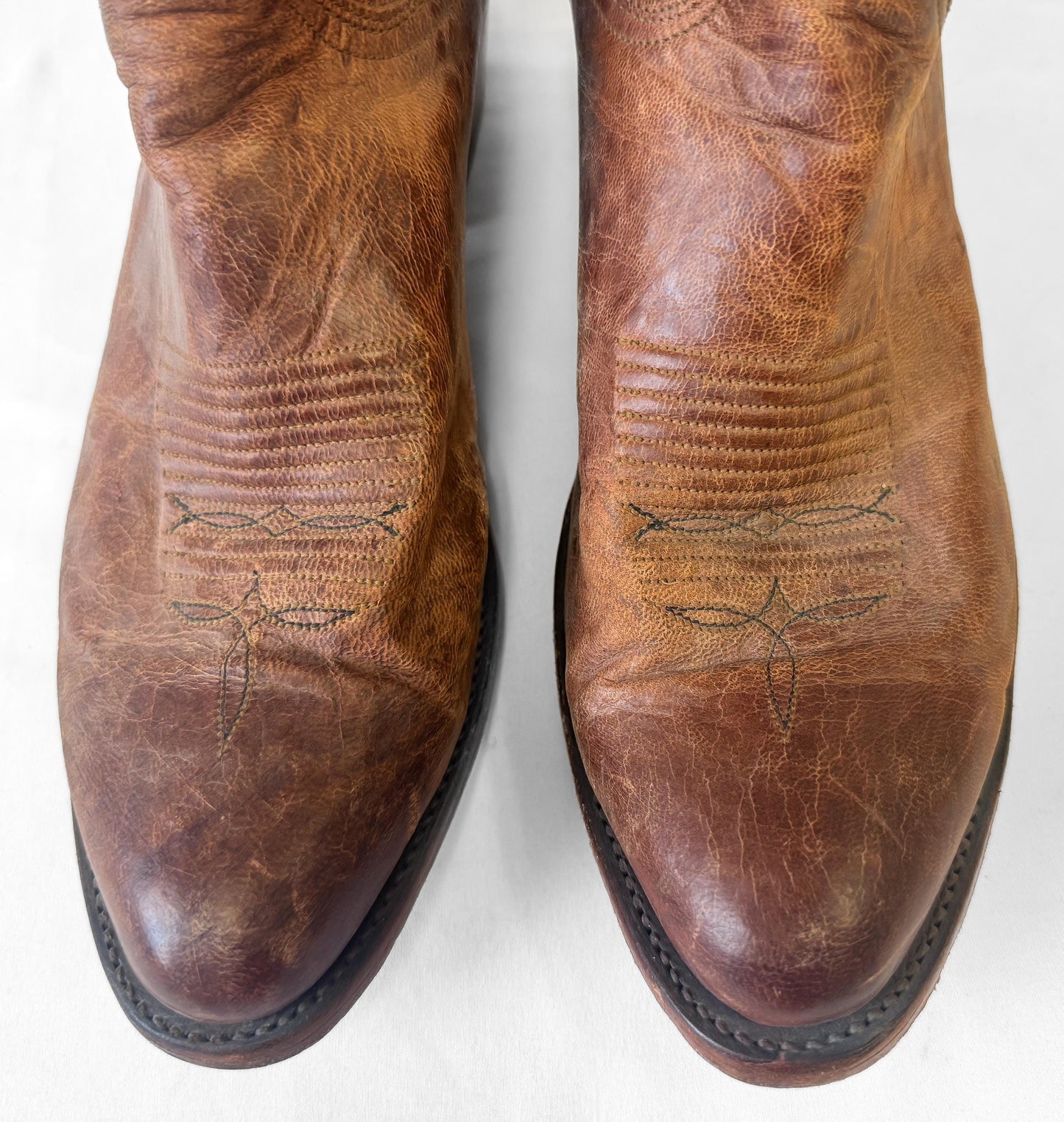 Lucchese 1883 Crayton N1547R Mad Dog Brown Leather Cowboy Boots, Men's Sz. 11D, Vintage Style Western Boots