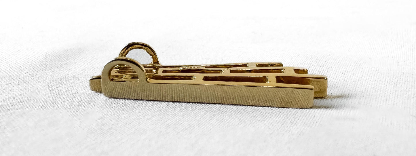 Vintage 14K Yellow Gold and Diamond Waterfall Abstract Line Pendant, Minimalist Everyday Simple Elegant Pendant