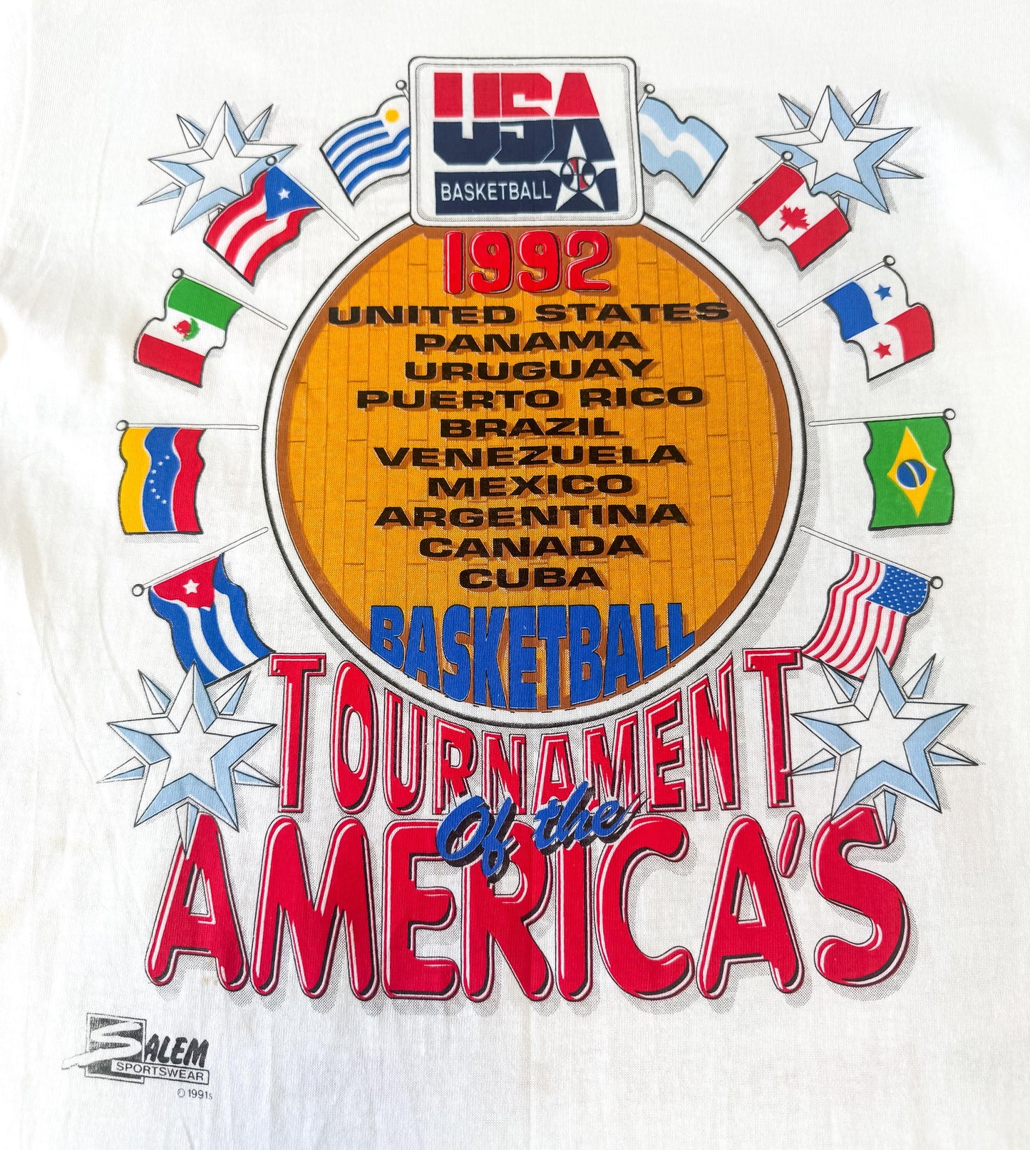 Vintage 1992 Olympic Dream Team Barcelona "America's Team" NBA Tee Shirt, Men's Sz. M, Vintage Retro NBA Sportswear Shirt