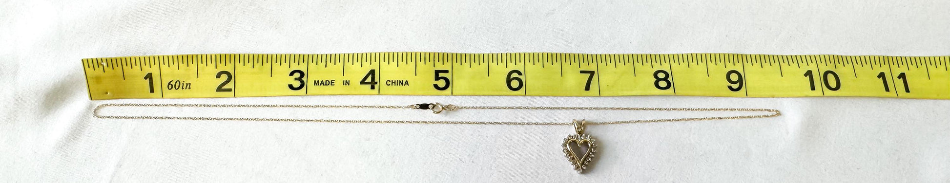 Vintage 10K Yellow Gold Diamond Heart 19 Inch Necklace, Simple Dainty Everyday Minimalist Necklace