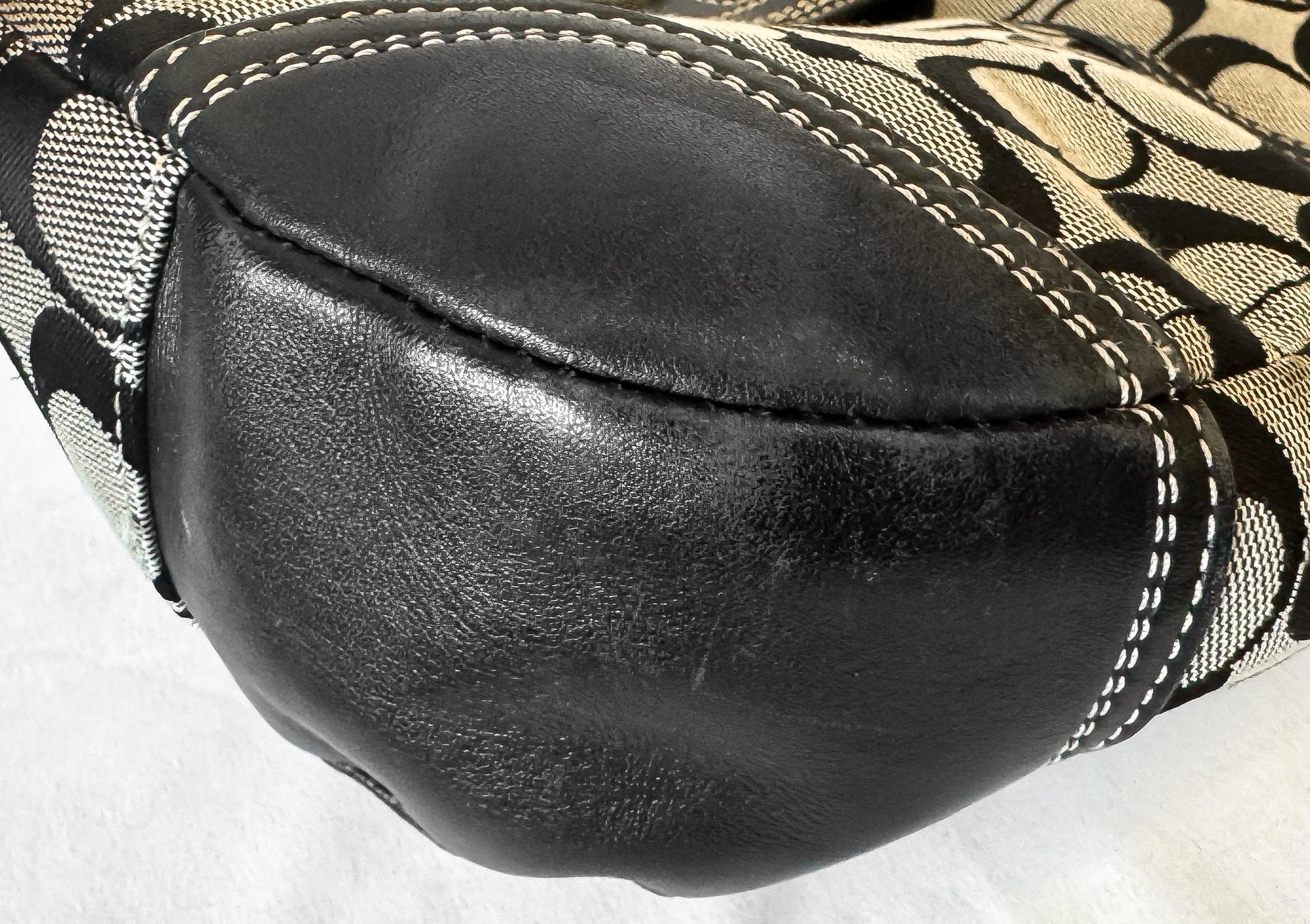 Y2K Coach Signature Hampton Hobo Beige Black Shoulder Bag with Matching Wallet, Style 13971