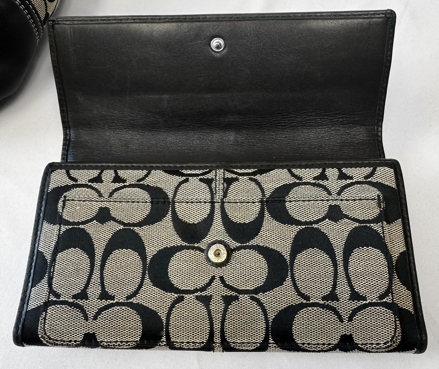 Y2K Coach Signature Hampton Hobo Beige Black Shoulder Bag with Matching Wallet, Style 13971