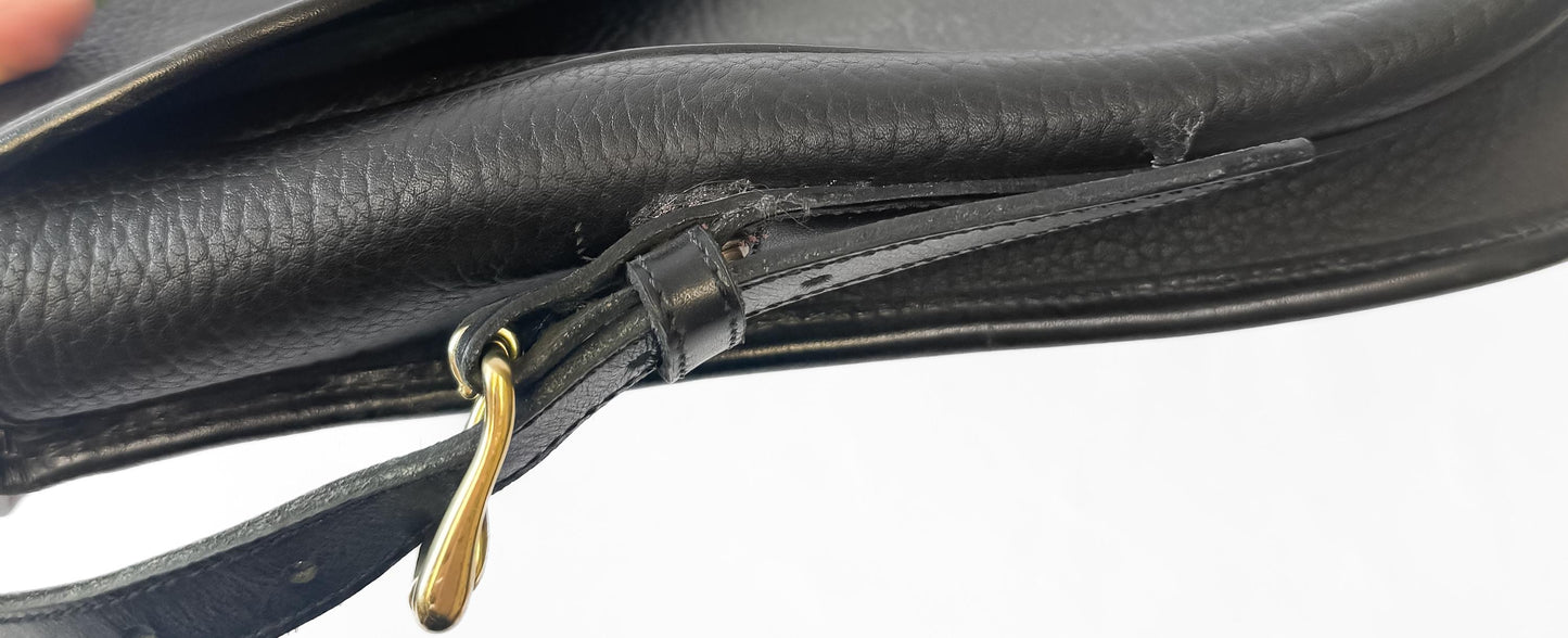 Vintage Dooney and Bourke Black Pebbled Leather Crossbody Briefcase Satchel Work Bag